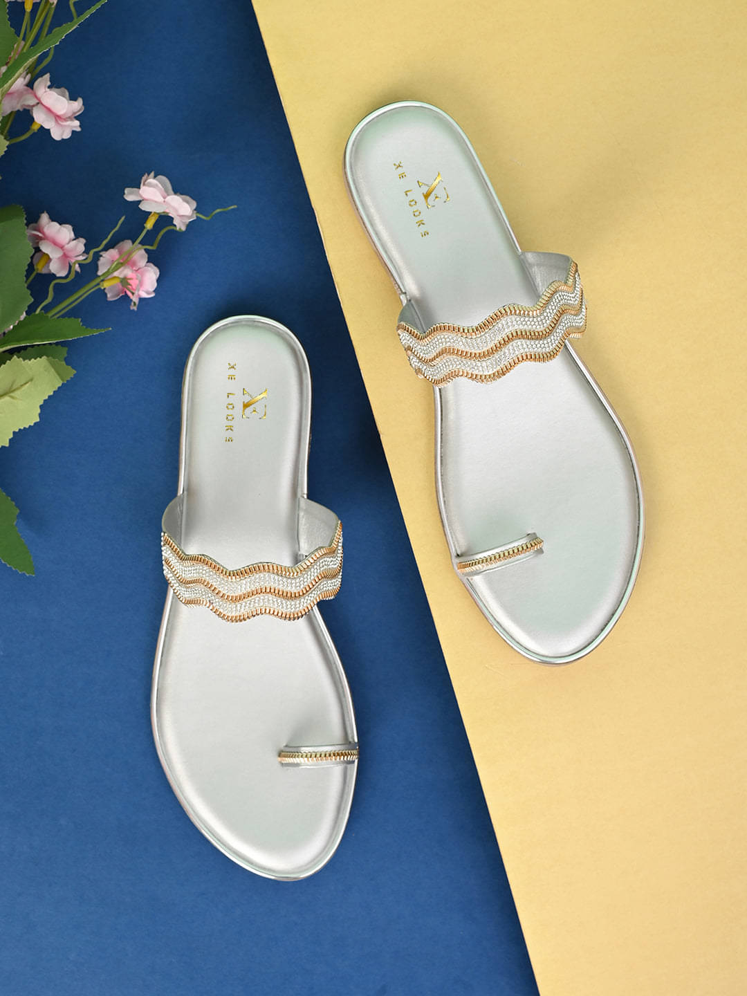     			XE Looks Silver Women's Flats