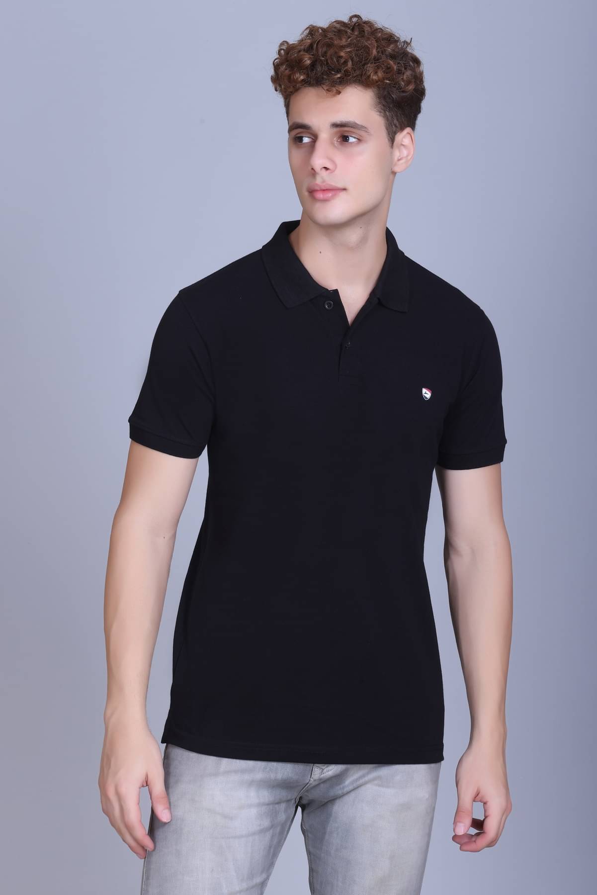 ZEFFORA Men Cotton Blend Regular Fit Solid Polo T Shirt ( Black )     			ZEFFORA Men Cotton Blend Regular Fit Solid Polo T Shirt ( Black )