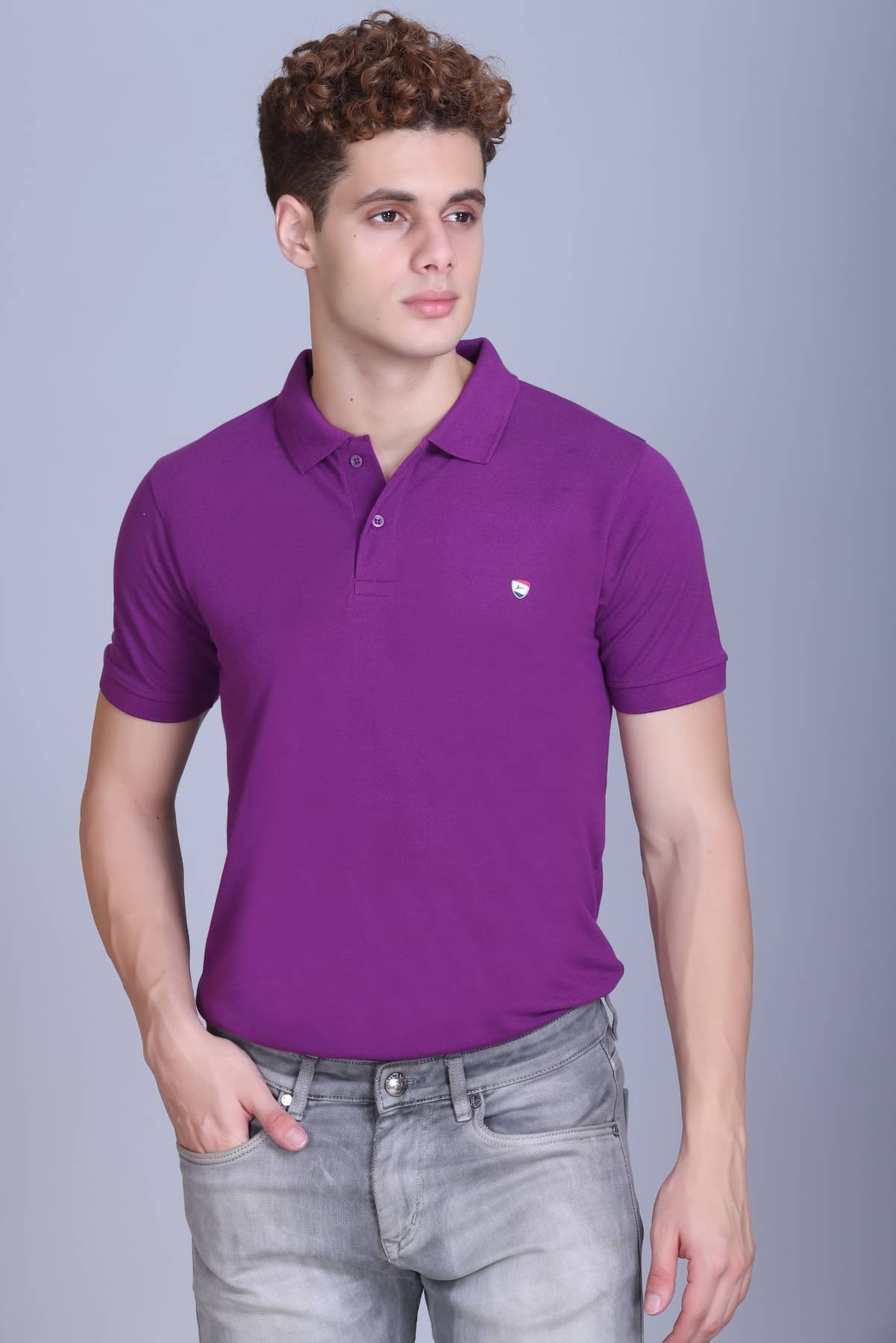 ZEFFORA Men Cotton Blend Regular Fit Solid Polo T Shirt ( Purple ) ZEFFORA Men Cotton Blend Regular Fit Solid Polo T Shirt ( Purple )