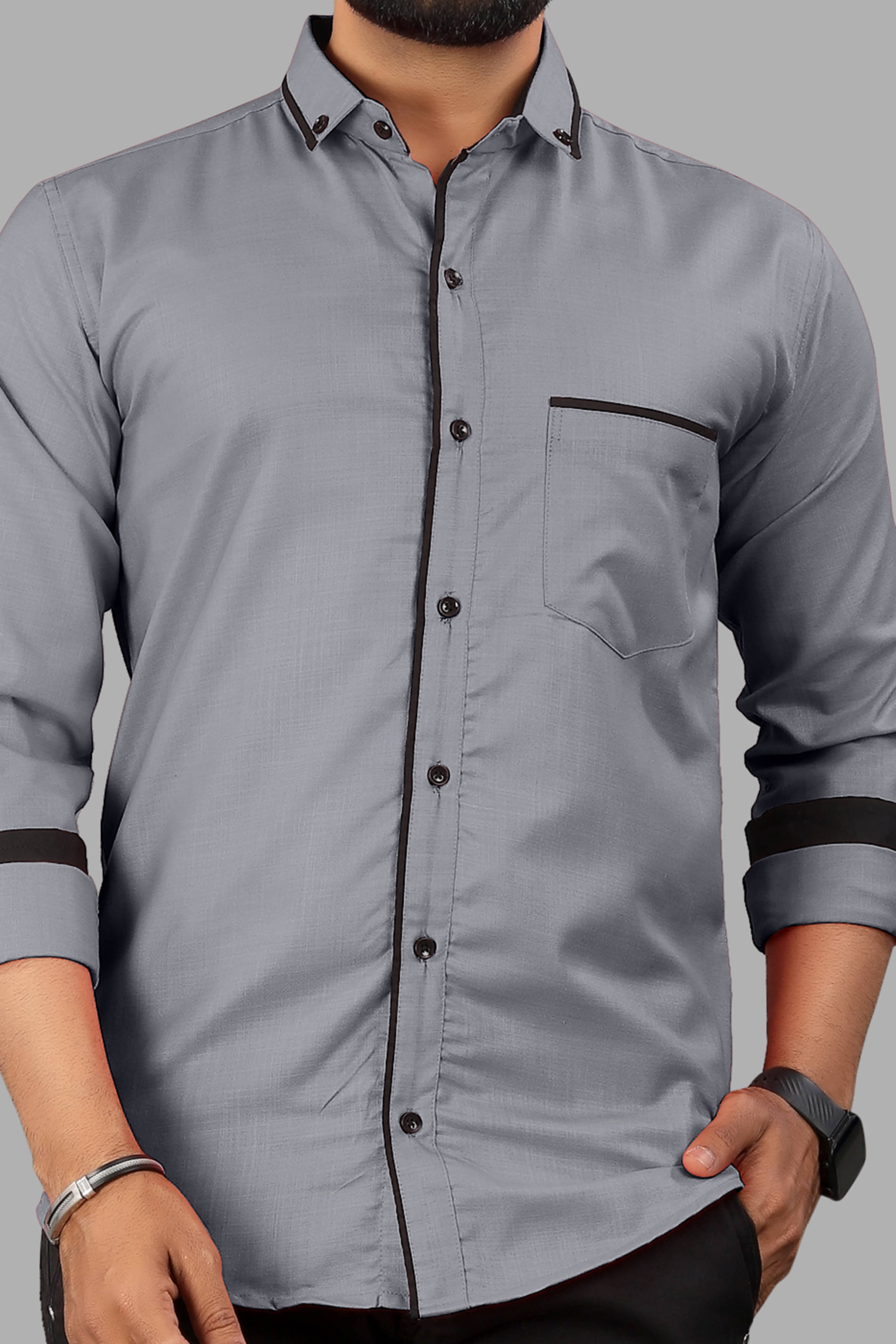     			AITAVIK OVERSEAS Poly Cotton Regular Fit Solids Full Sleeves Men's Casual Shirt - Grey ( Pack of 1 )