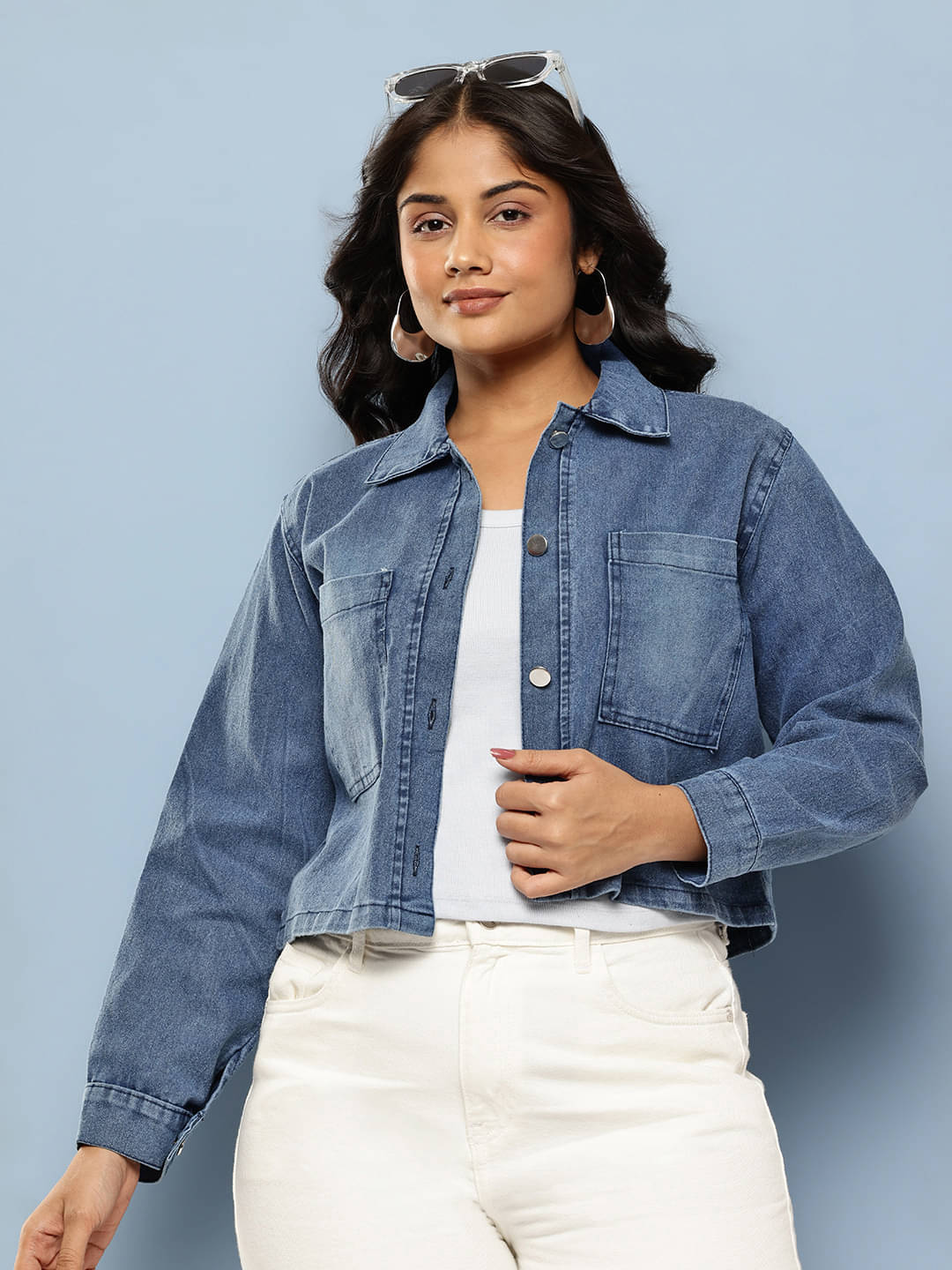 Aarika Women Denim Jacket ( Blue ) Aarika Women Denim Jacket ( Blue )