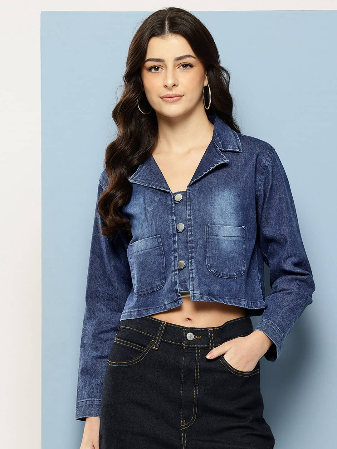 Aarika Women Denim Jacket ( Navy Blue ) - Jackets & Coats | Buy online on ZillyBuy