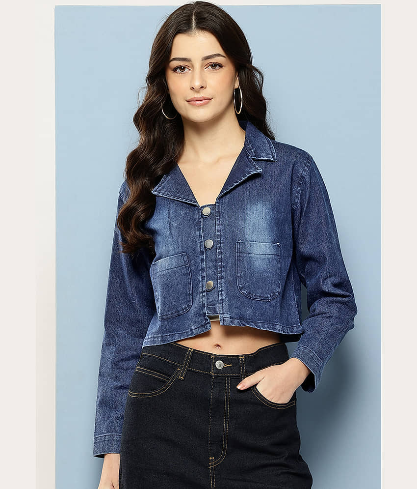 Aarika Women Denim Jacket ( Navy Blue ) - Jackets & Coats | Buy online on ZillyBuy