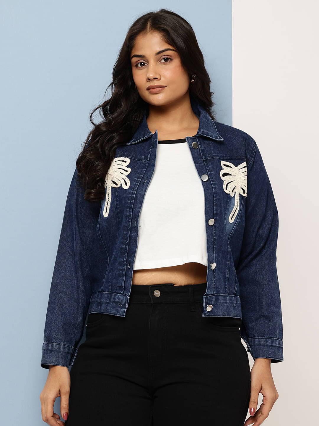 Aarika Women Denim Jacket ( Navy Blue ) Aarika Women Denim Jacket ( Navy Blue )