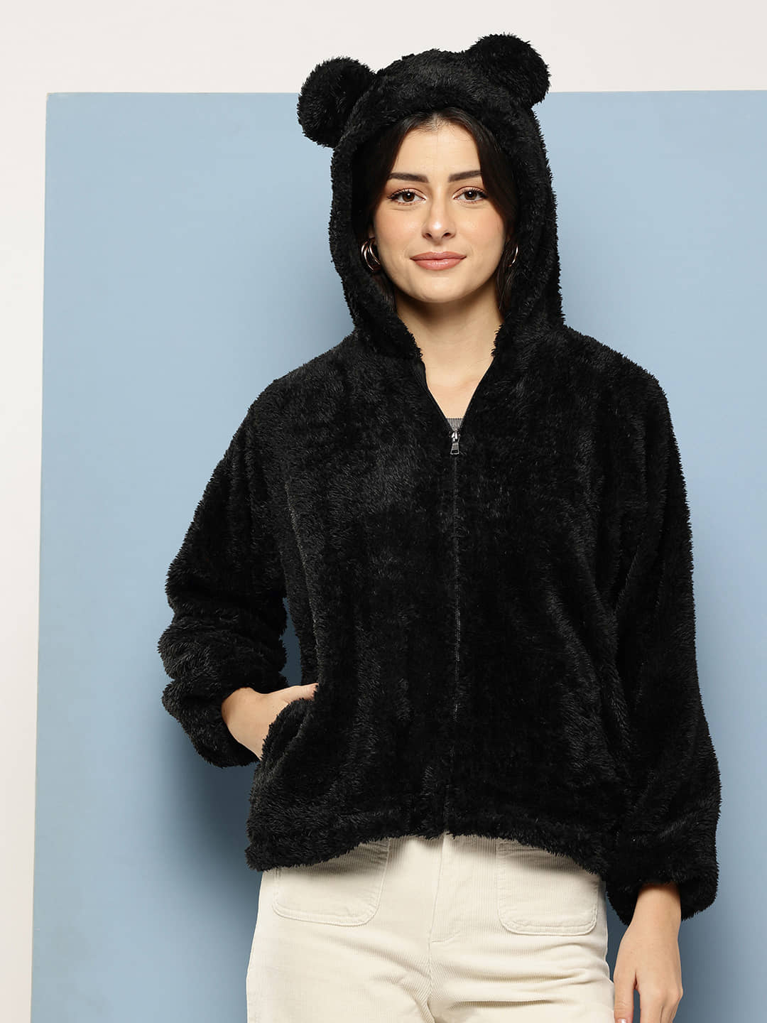 Aarika Women Hooded Regular Jacket ( Black ) - Jackets & Coats | Buy online on ZillyBuy