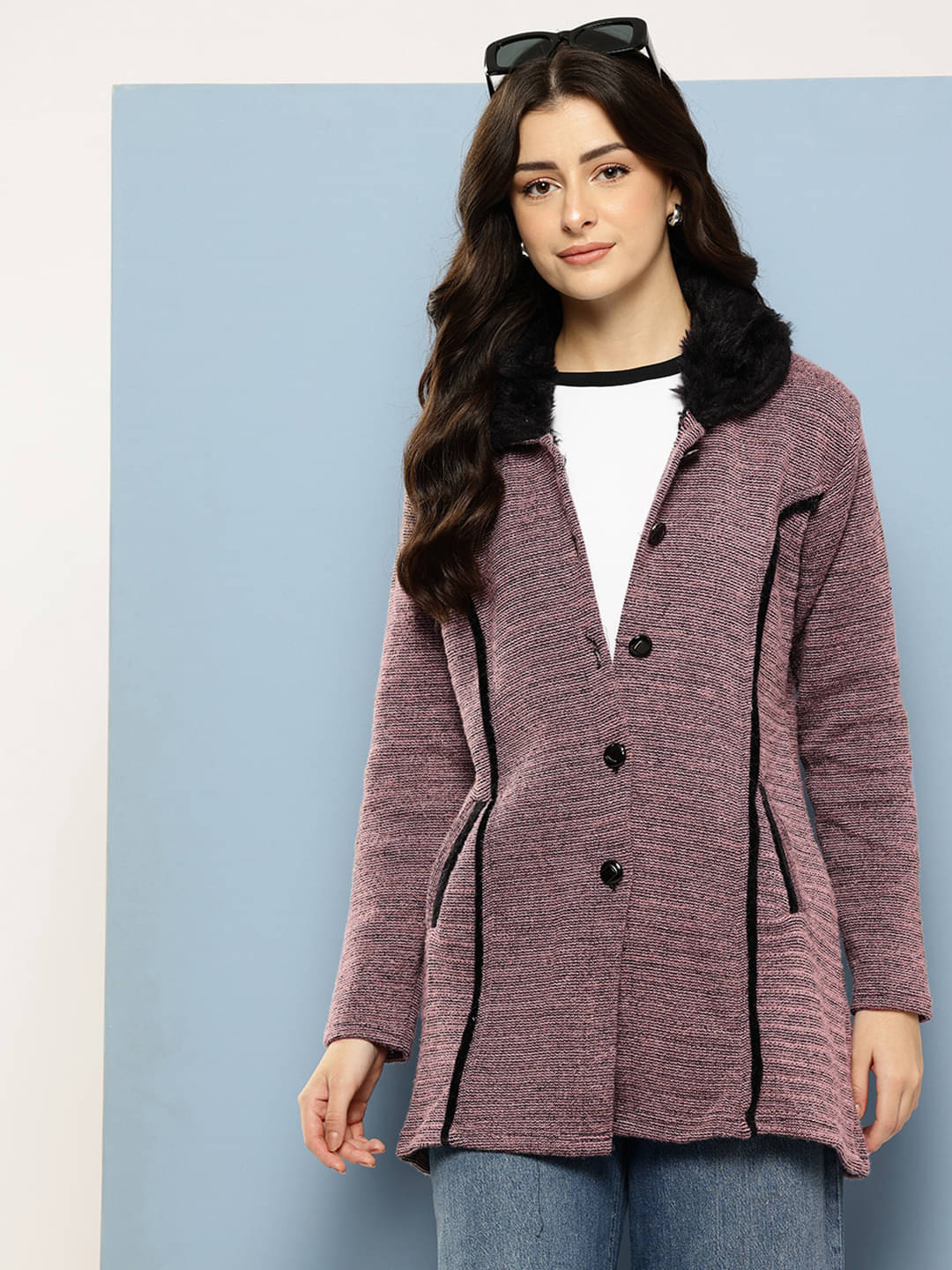     			Aarika Woollen Regular Collar Women's Buttoned Cardigans - Peach ( Pack of 1 )