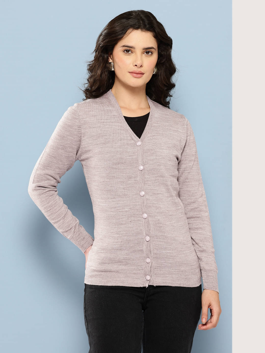     			Aarika Woollen V Neck Women's Buttoned Cardigans - Beige ( Pack of 1 )
