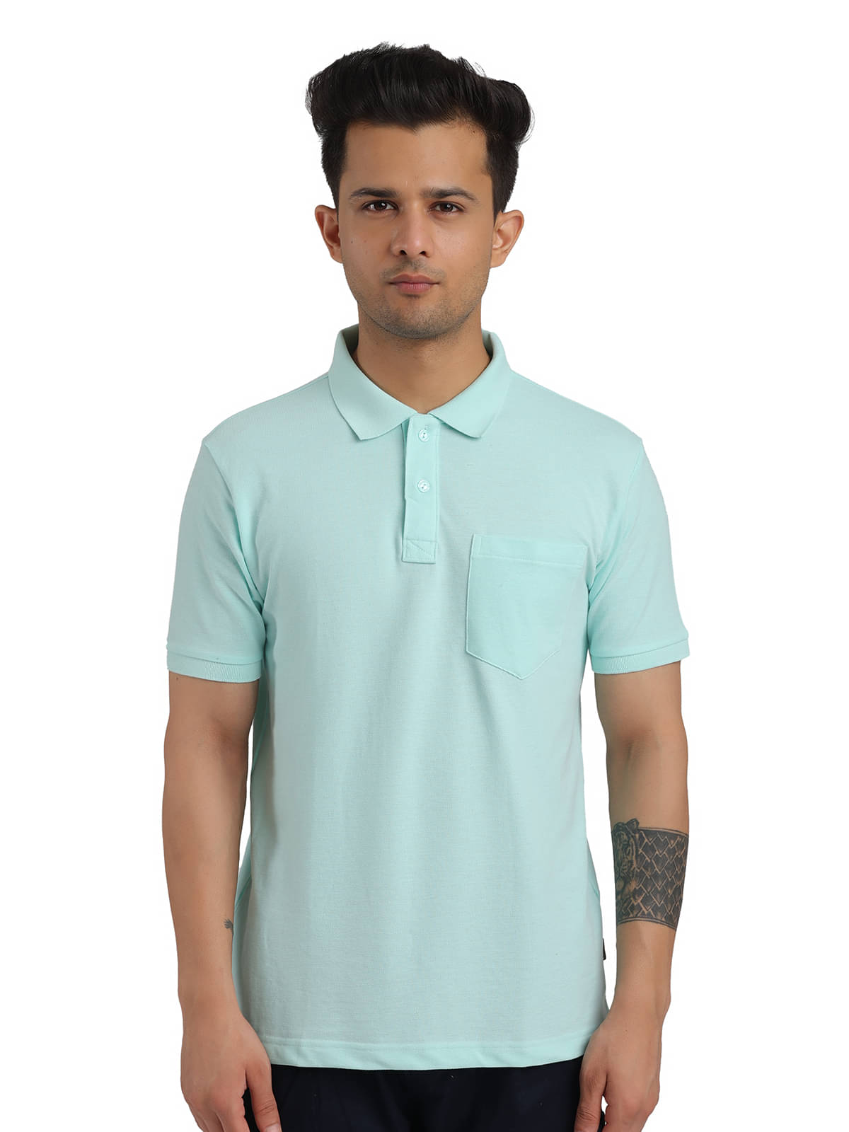     			Bumchums Men Cotton Regular Fit Solid Polo T Shirt ( Light Blue )
