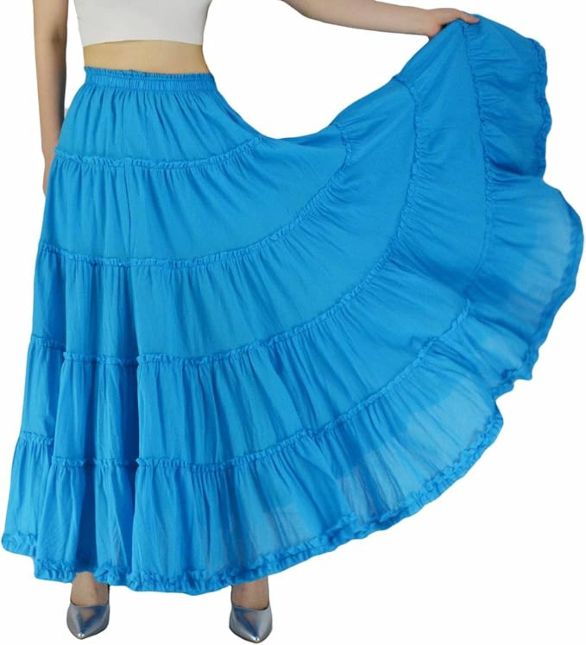     			COMFY ATTIRE Blue Cotton Women's Tiered Skirt ( Pack of 1 )