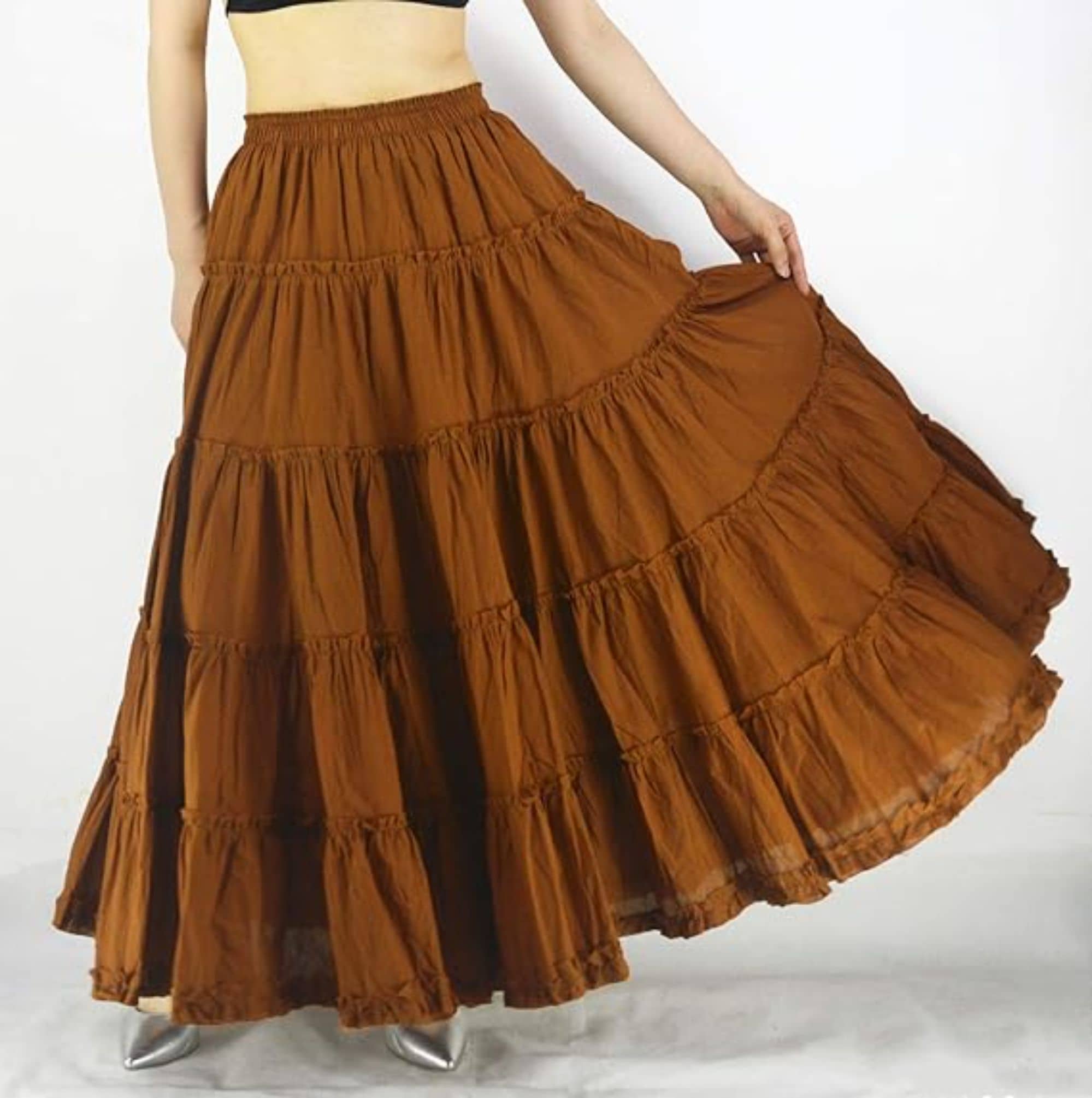 COMFY ATTIRE Blue Cotton Women's Tiered Skirt ( Pack of 1 )