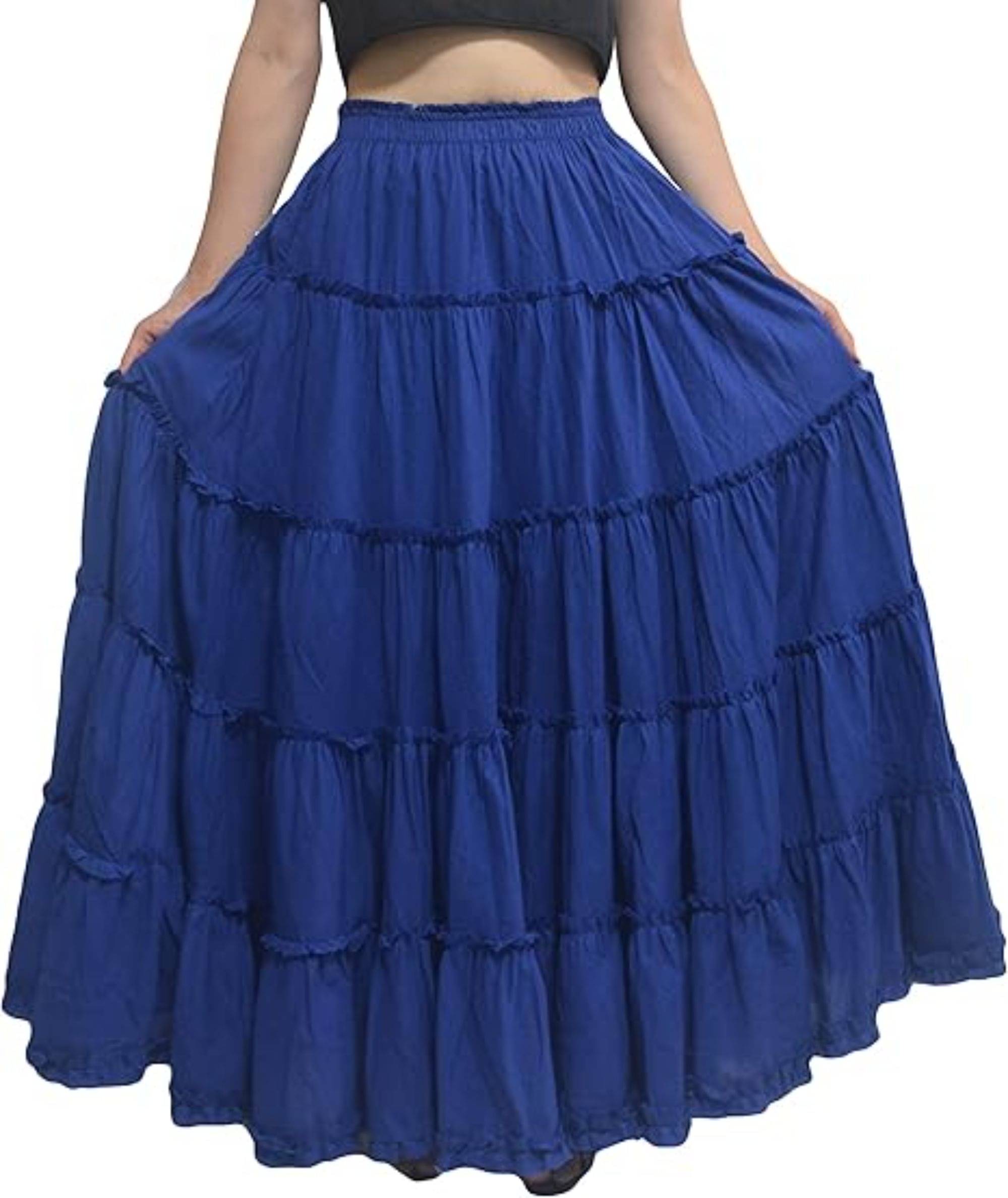 COMFY ATTIRE Navy Blue Cotton Women's Tiered Skirt ( Pack of 1 ) COMFY ATTIRE Navy Blue Cotton Women's Tiered Skirt ( Pack of 1 )