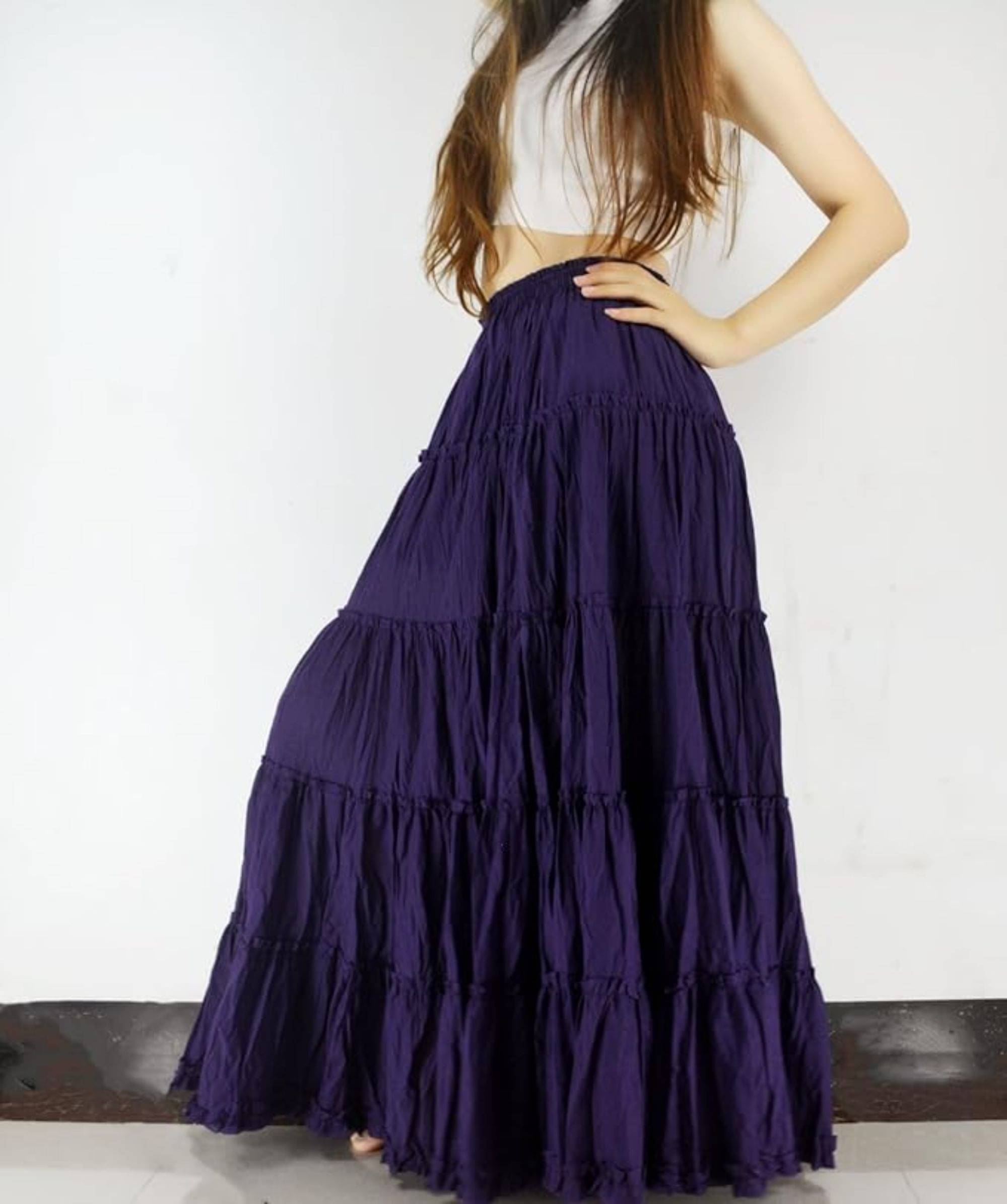     			COMFY ATTIRE Purple Cotton Women's Tiered Skirt ( Pack of 1 )