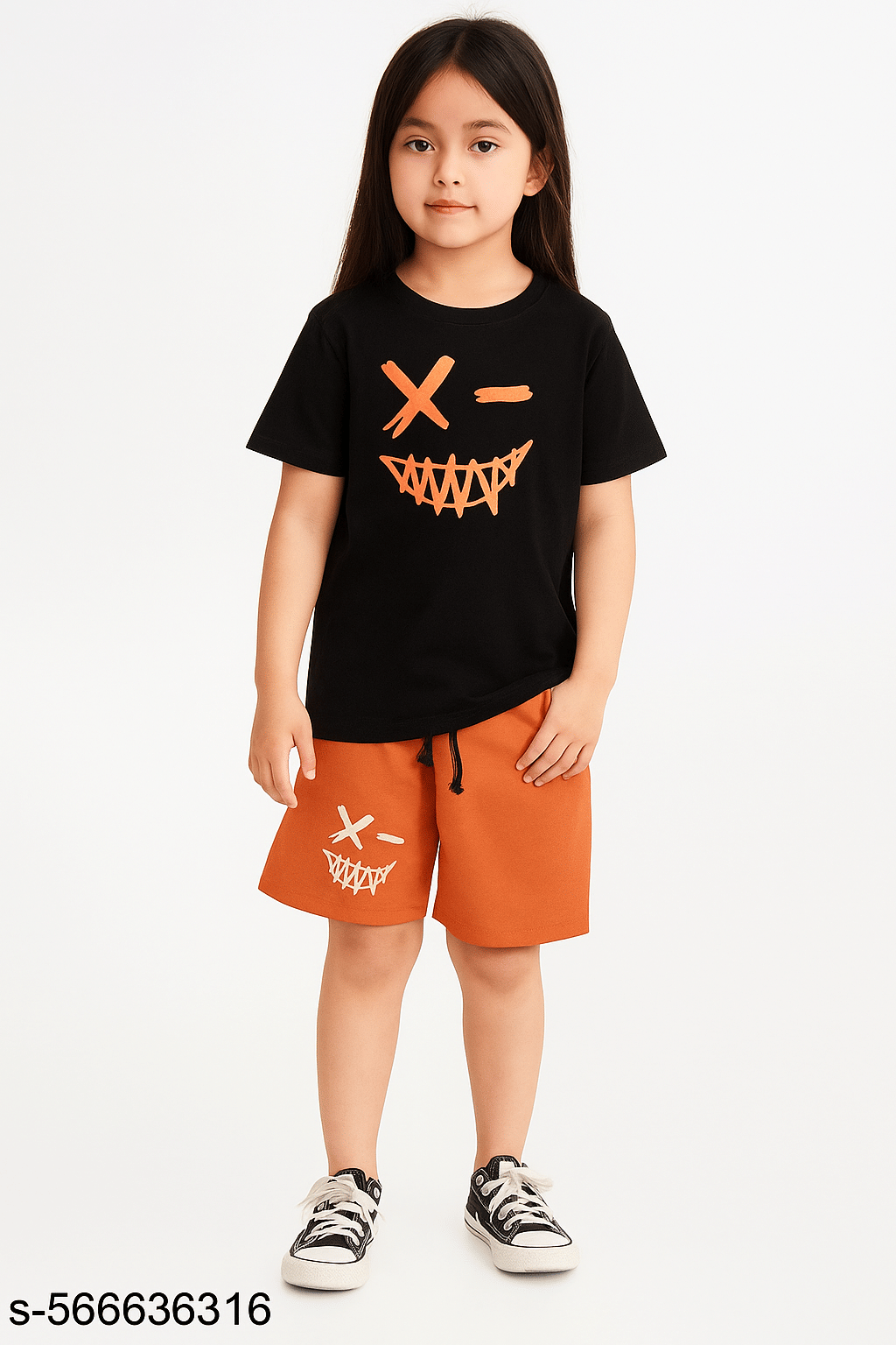     			DEE RAJ CREATIONS Pack of 1 Girls Cotton Blend T-shirt & Shorts ( Orange )