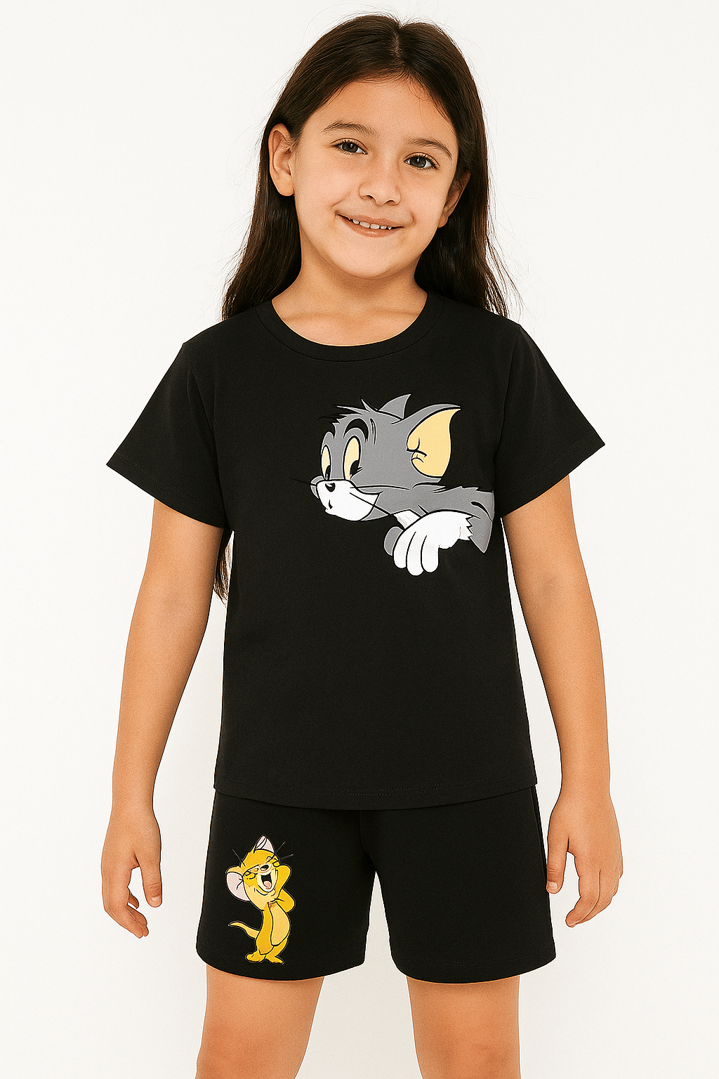 DEE RAJ CREATIONS Pack of 1 Girls Cotton Blend T-shirt & Shorts ( Black ) DEE RAJ CREATIONS Pack of 1 Girls Cotton Blend T-shirt & Shorts ( Black )