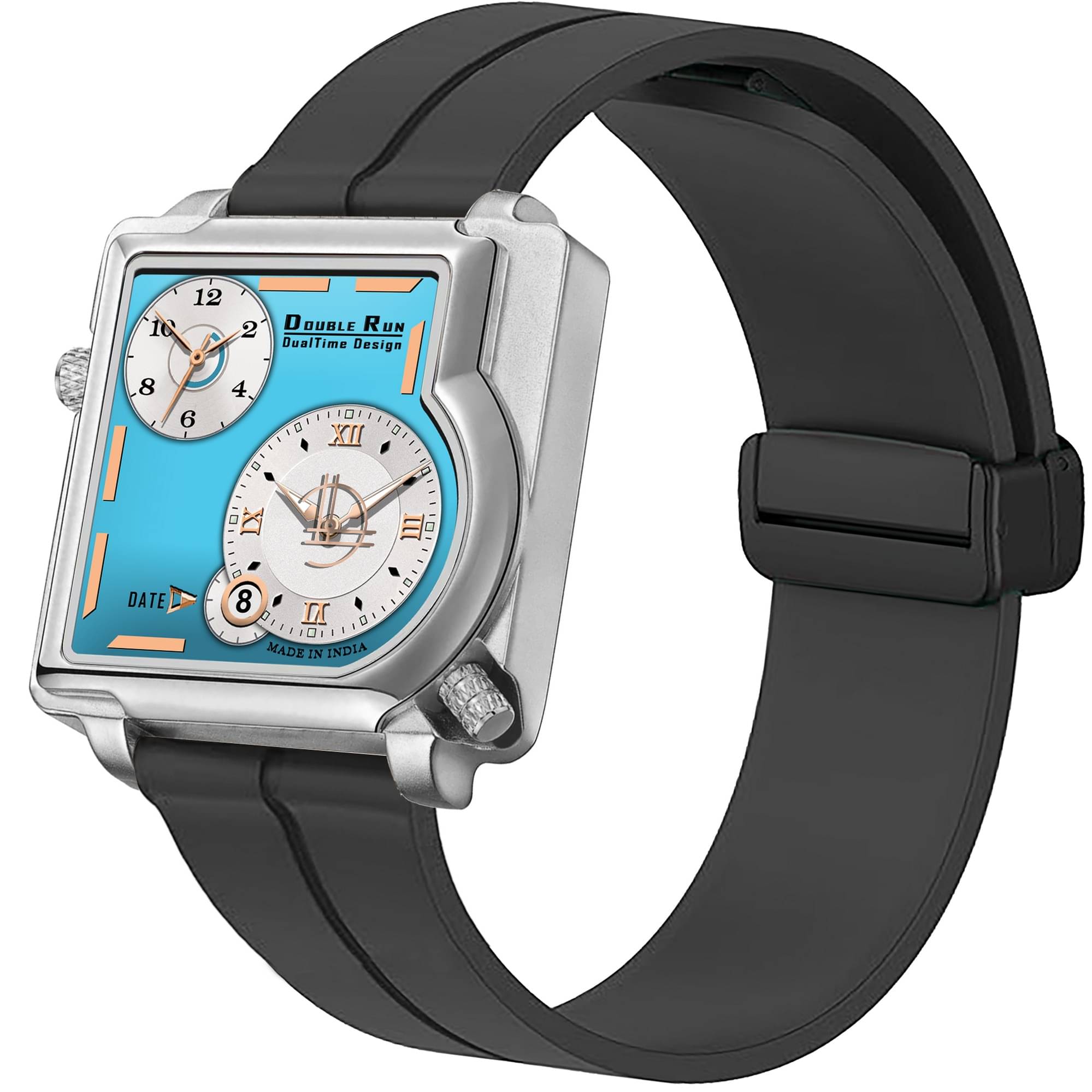     			DoubleRun Black Silicon Chronograph Men's Watch