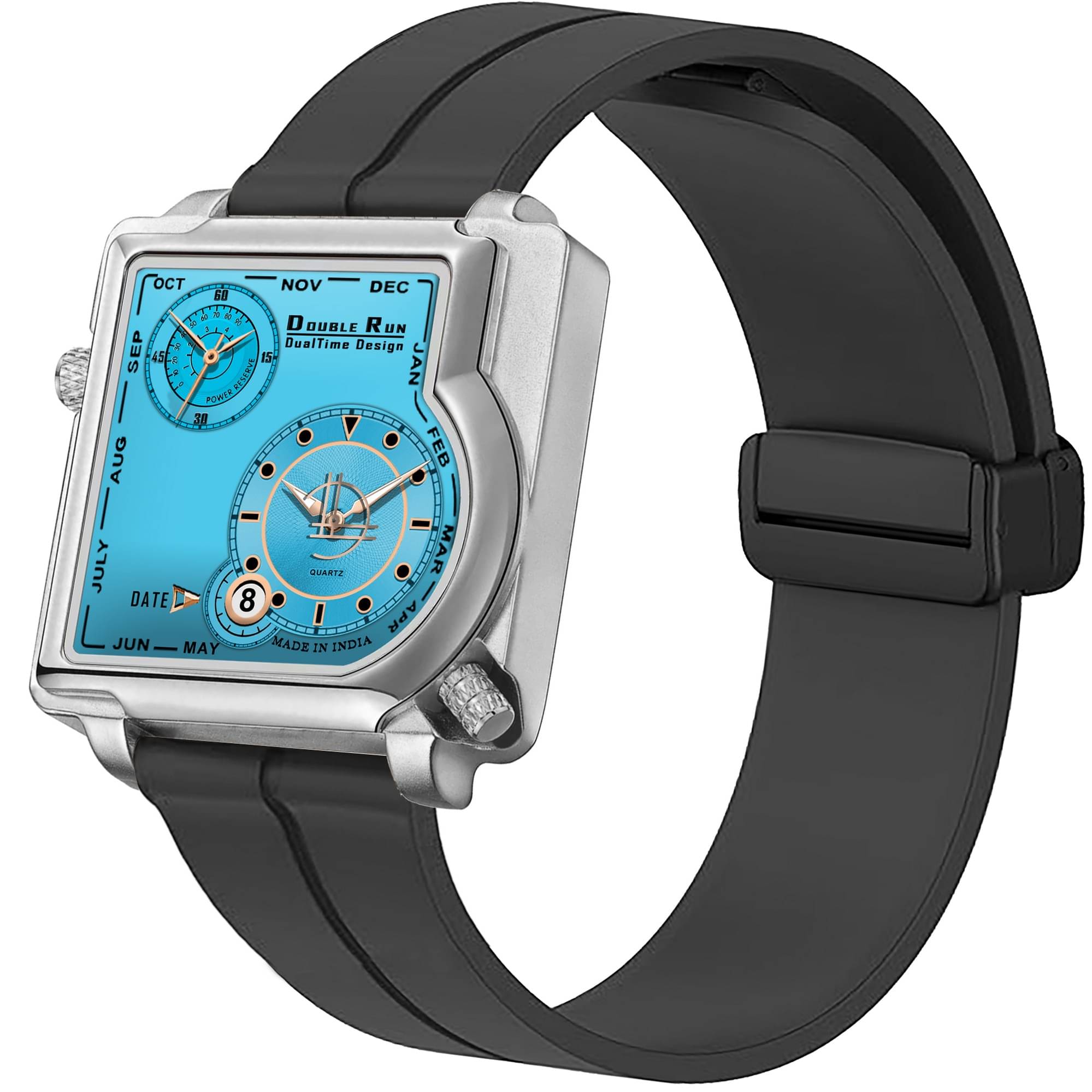     			DoubleRun Black Silicon Chronograph Men's Watch