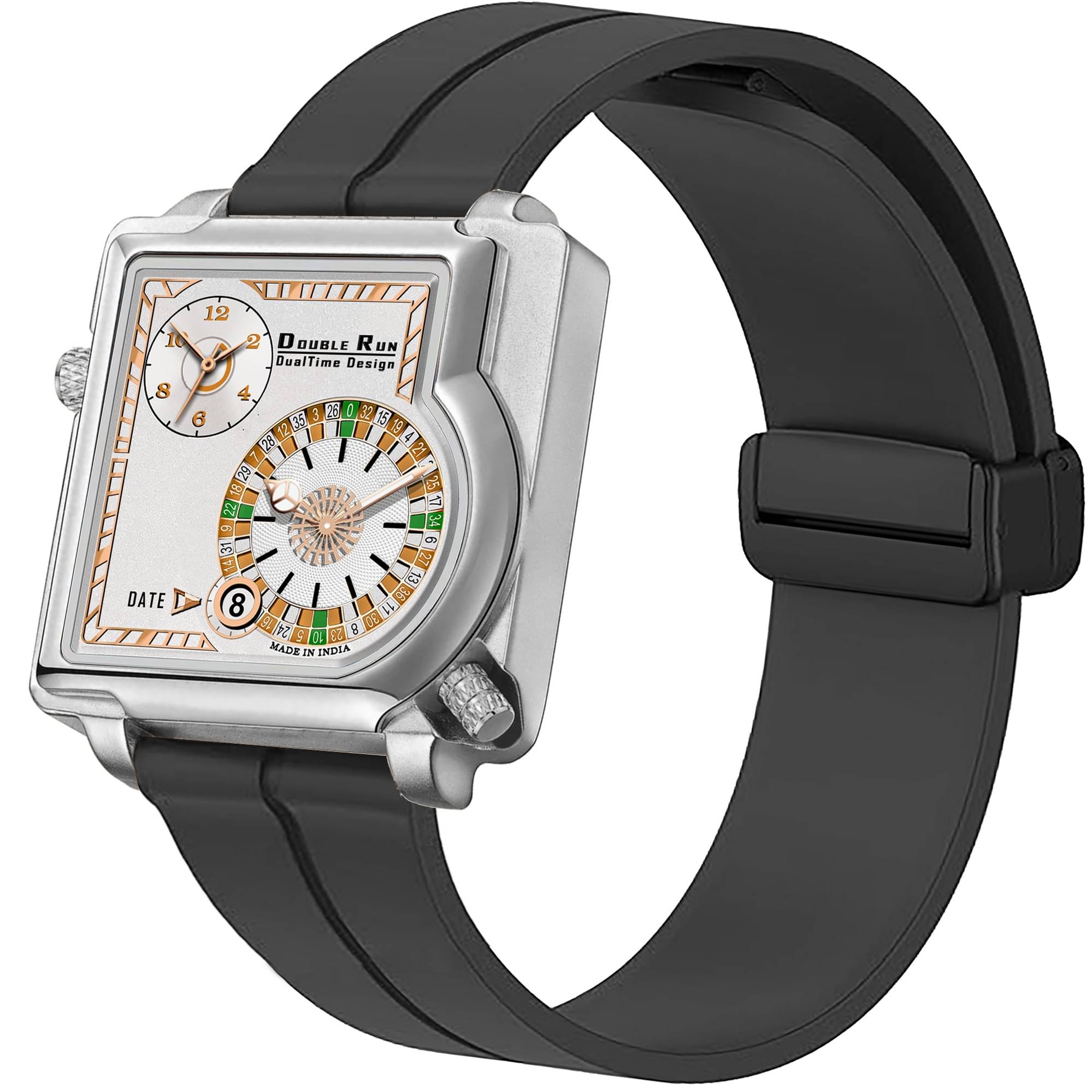     			DoubleRun Black Silicon Chronograph Men's Watch