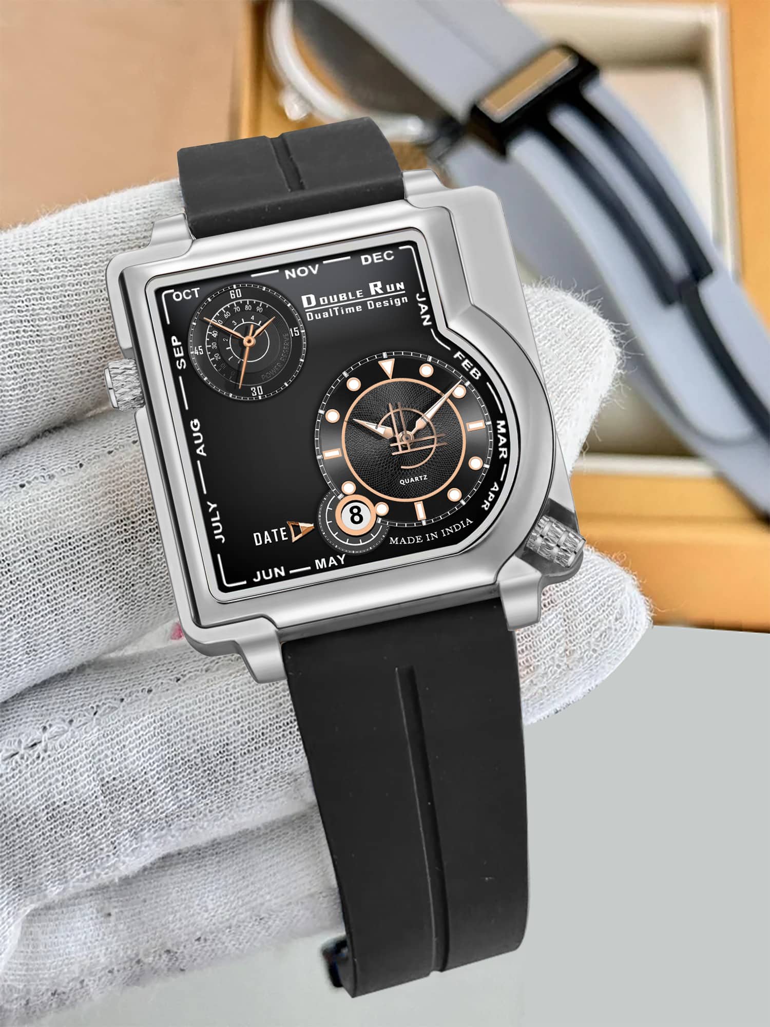 DoubleRun Black Silicon Chronograph Men's Watch