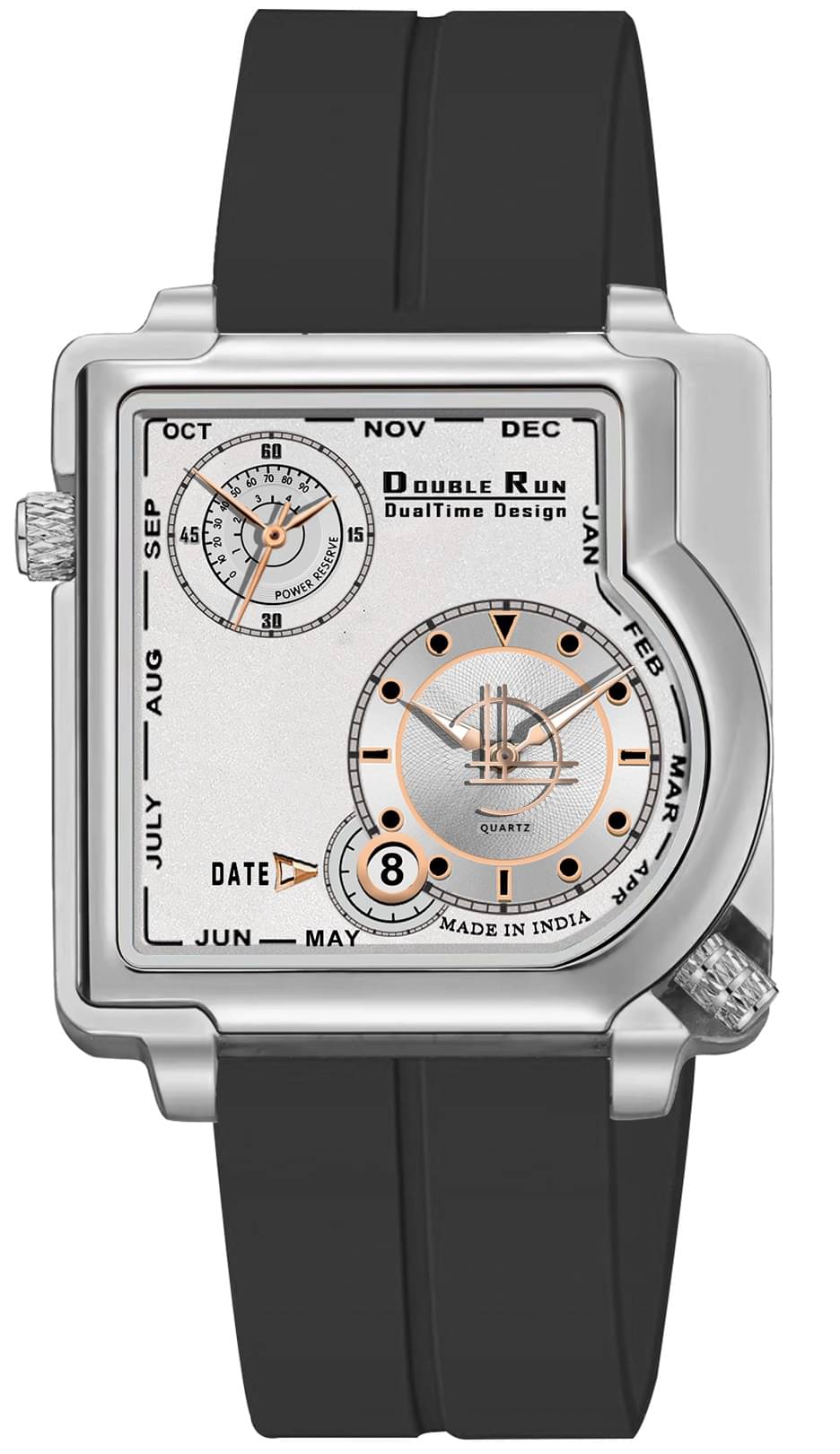     			DoubleRun Black Silicon Chronograph Men's Watch