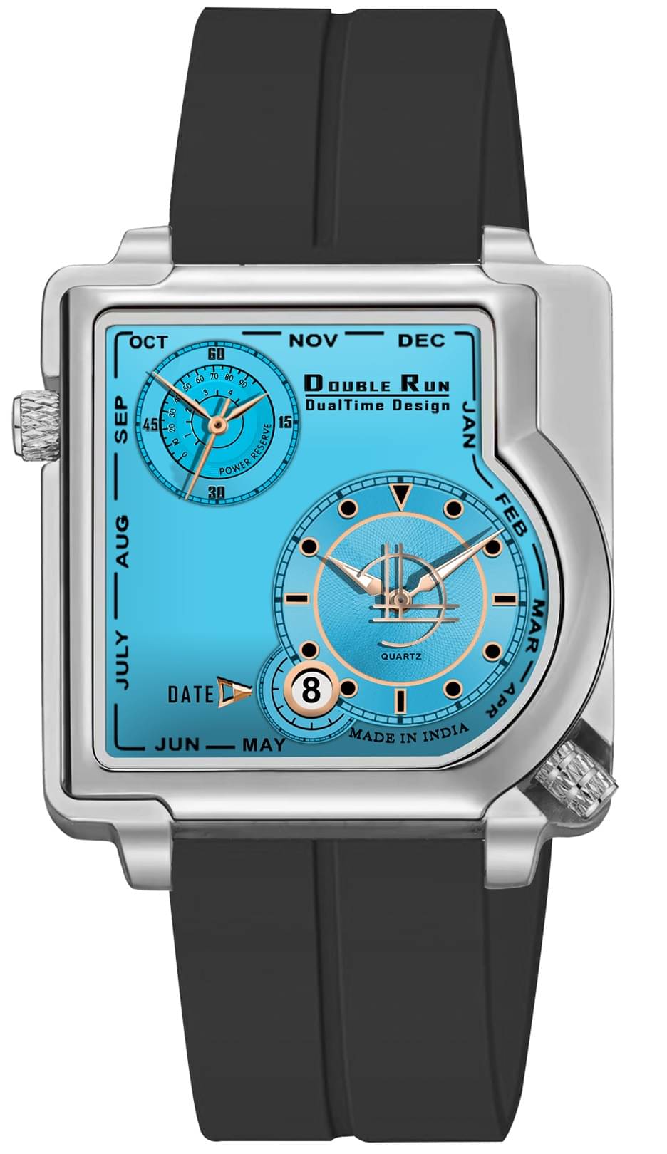     			DoubleRun Black Silicon Chronograph Men's Watch