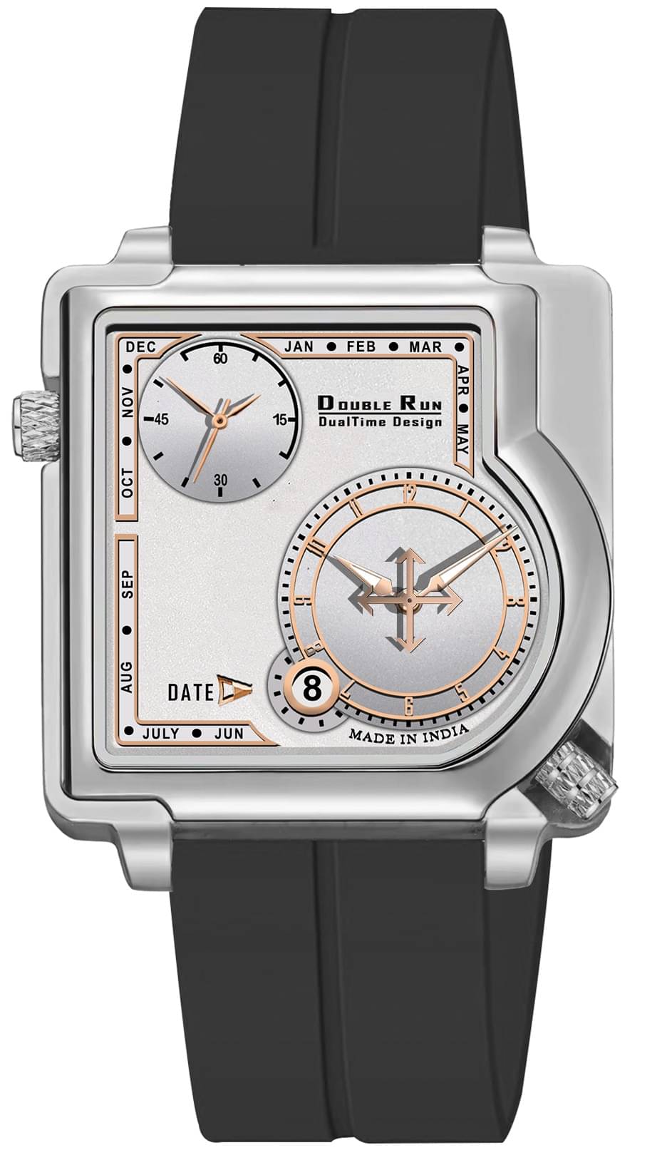     			DoubleRun Black Silicon Chronograph Men's Watch