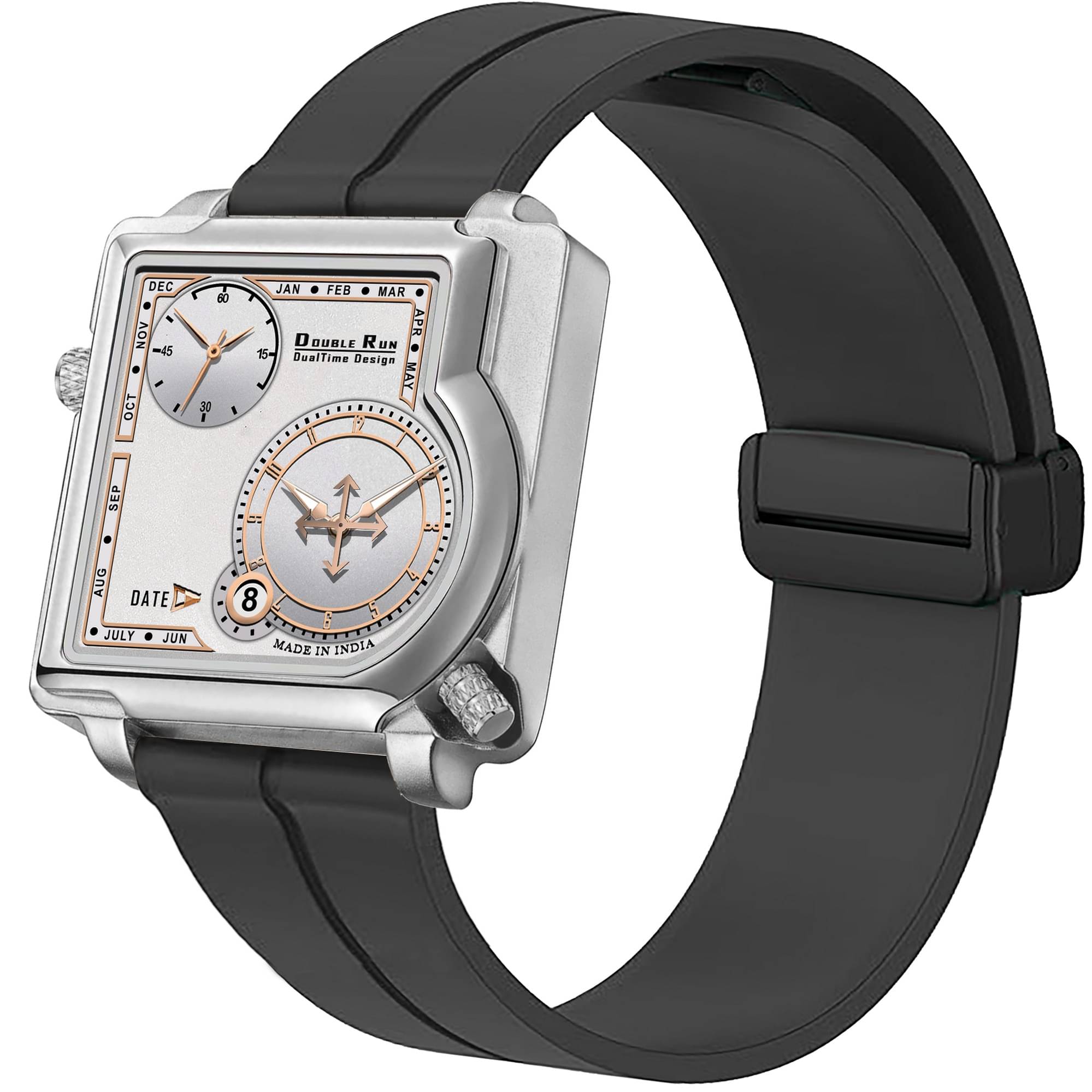     			DoubleRun Black Silicon Chronograph Men's Watch