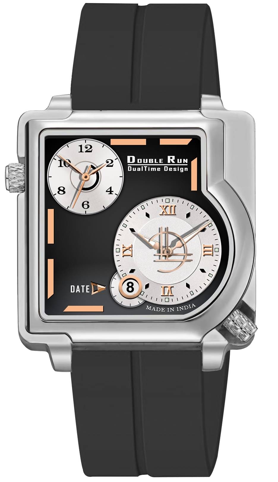     			DoubleRun Black Silicon Chronograph Men's Watch