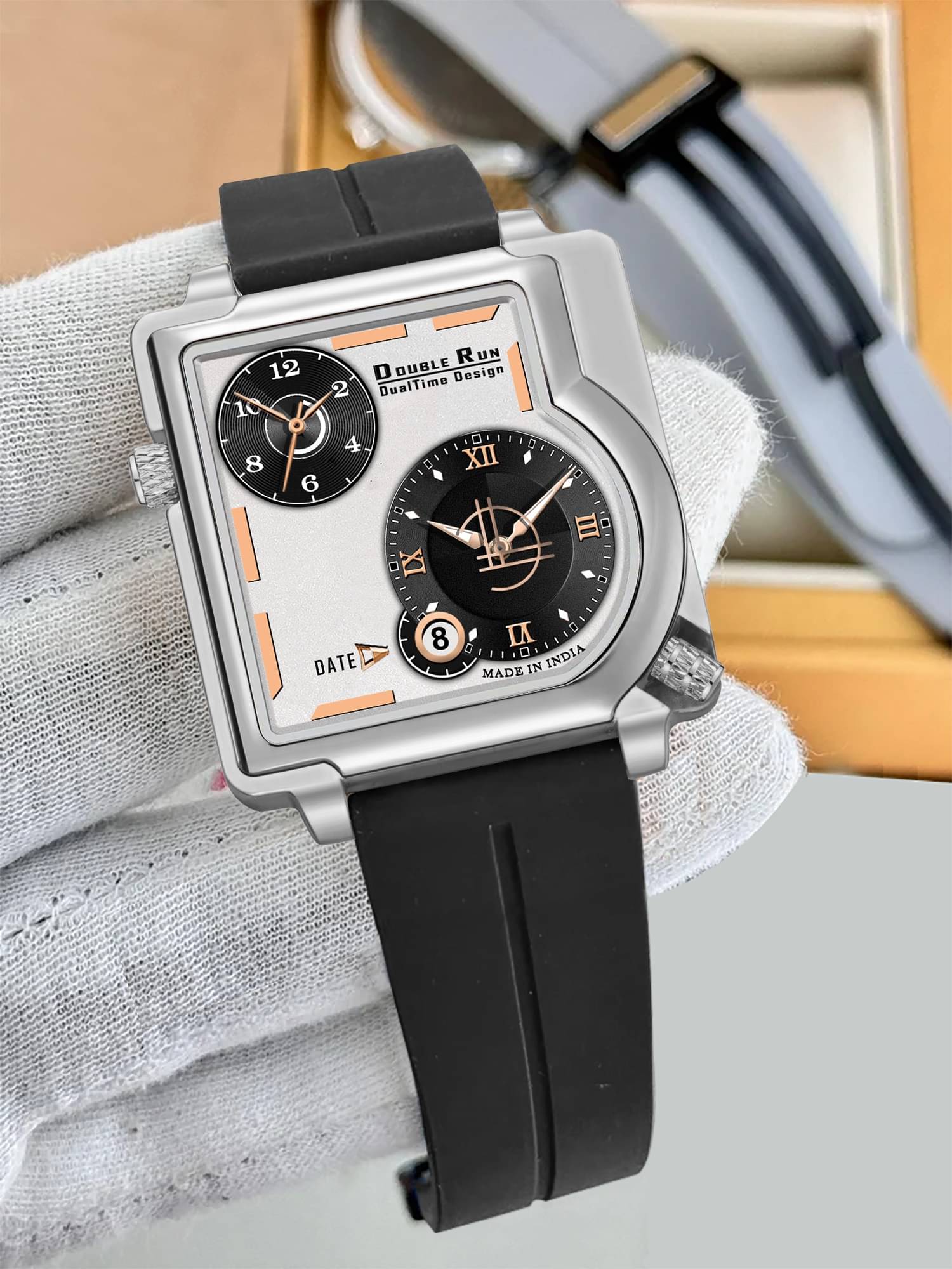     			DoubleRun Black Silicon Chronograph Men's Watch