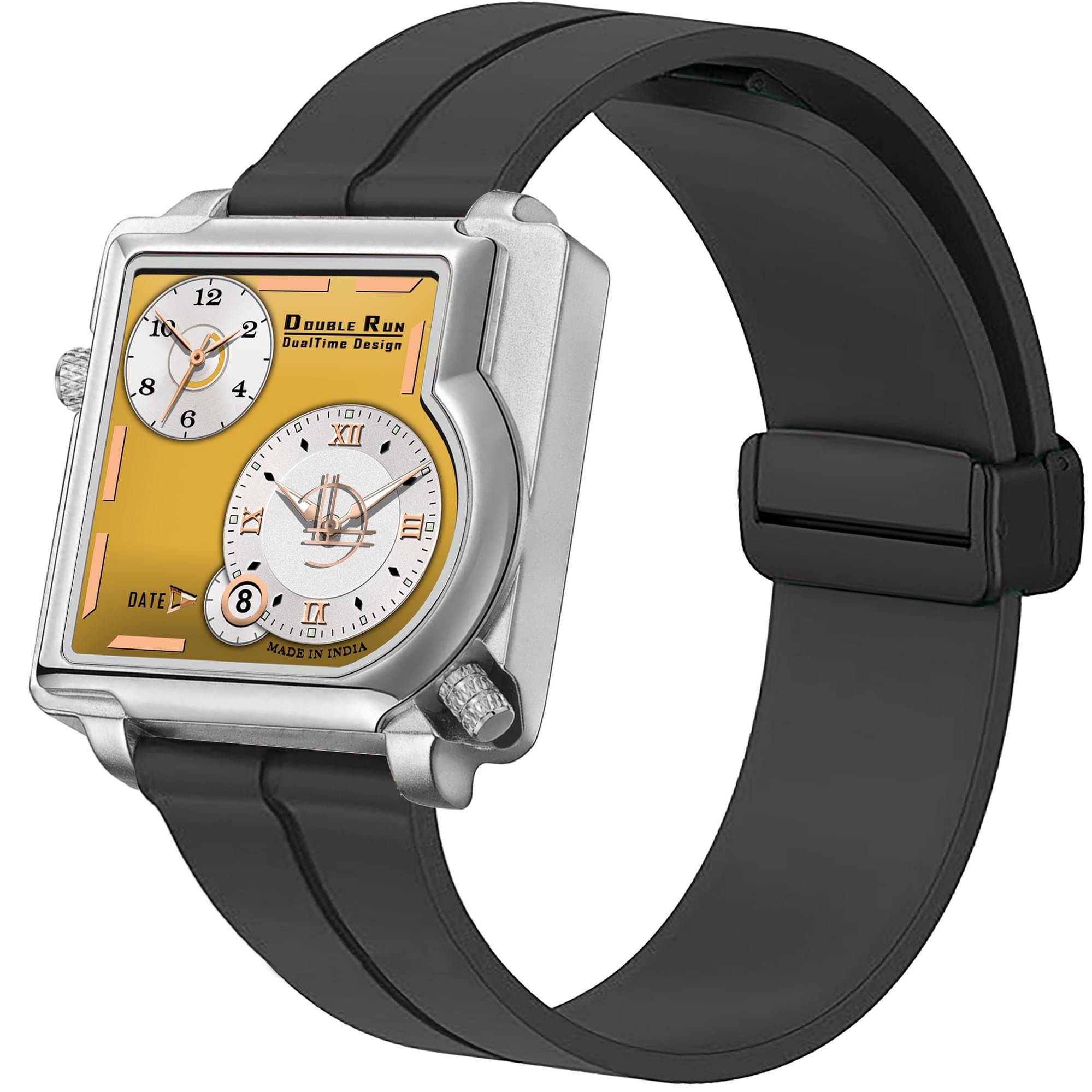     			DoubleRun Black Silicon Chronograph Men's Watch