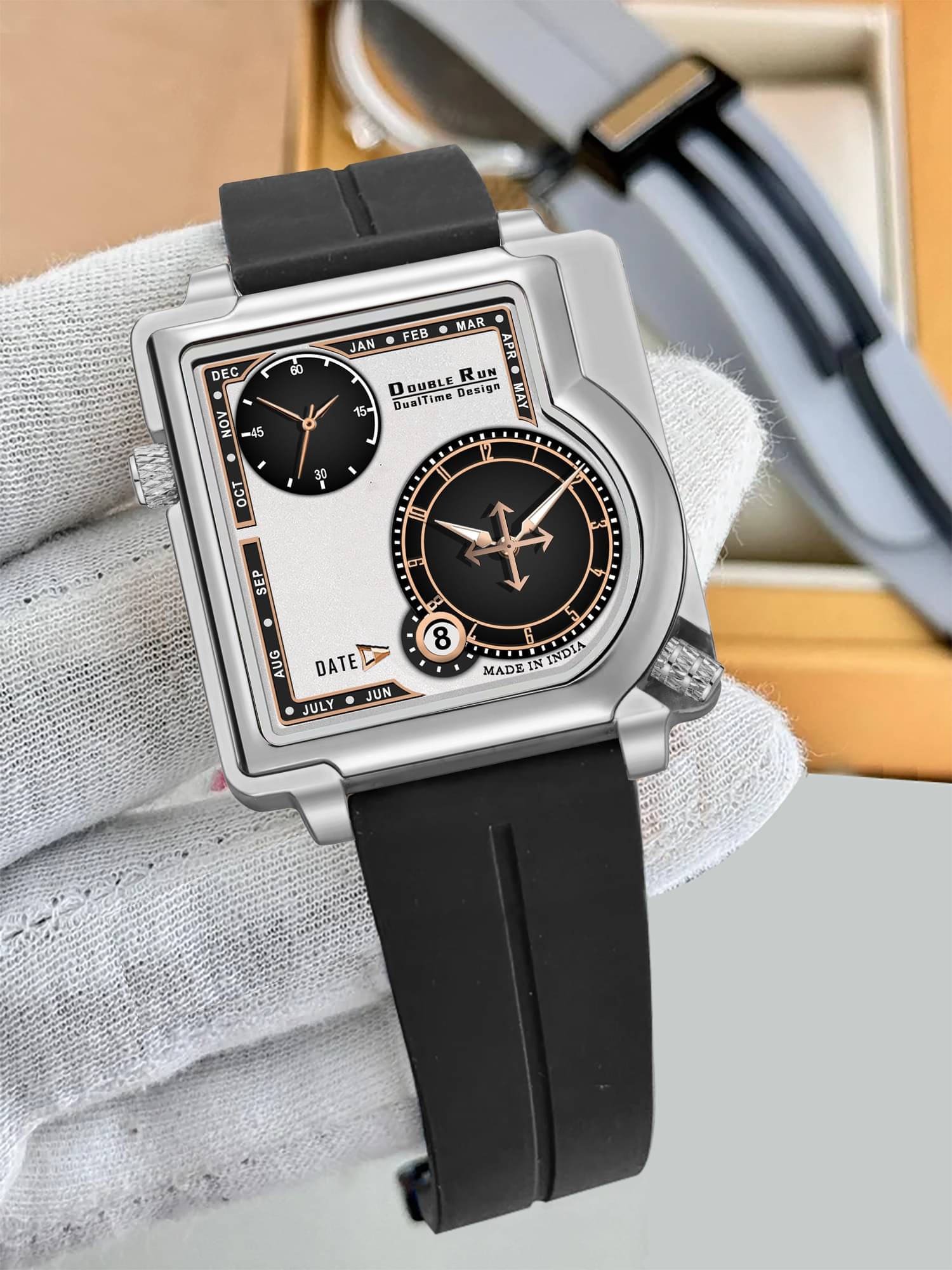     			DoubleRun Black Silicon Chronograph Men's Watch