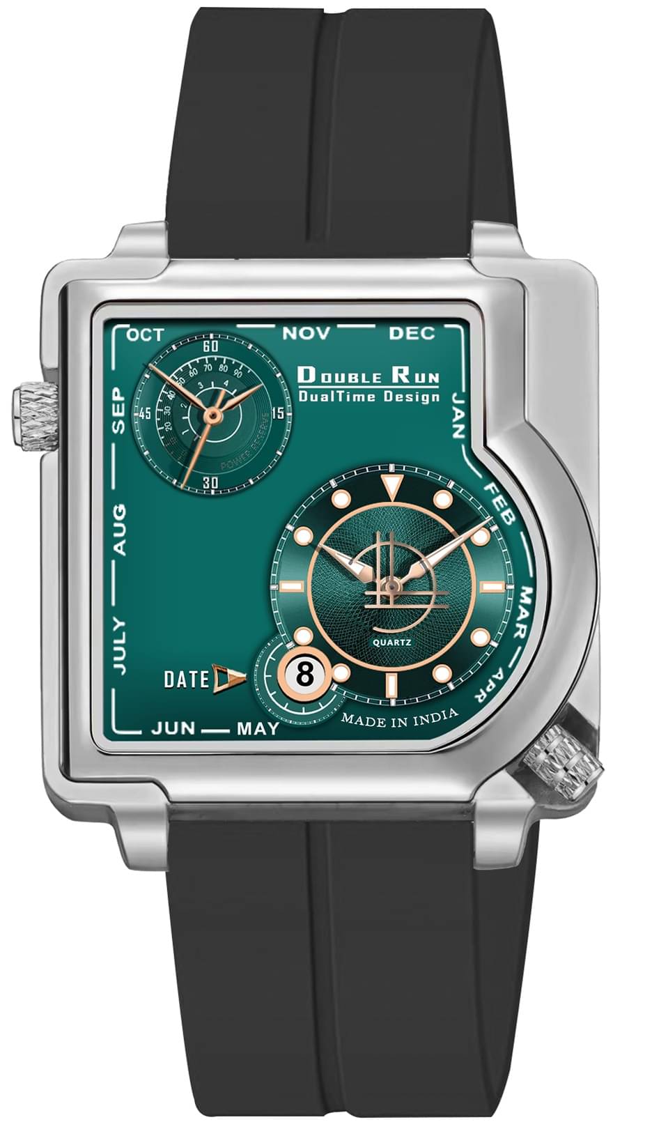     			DoubleRun Black Silicon Chronograph Men's Watch