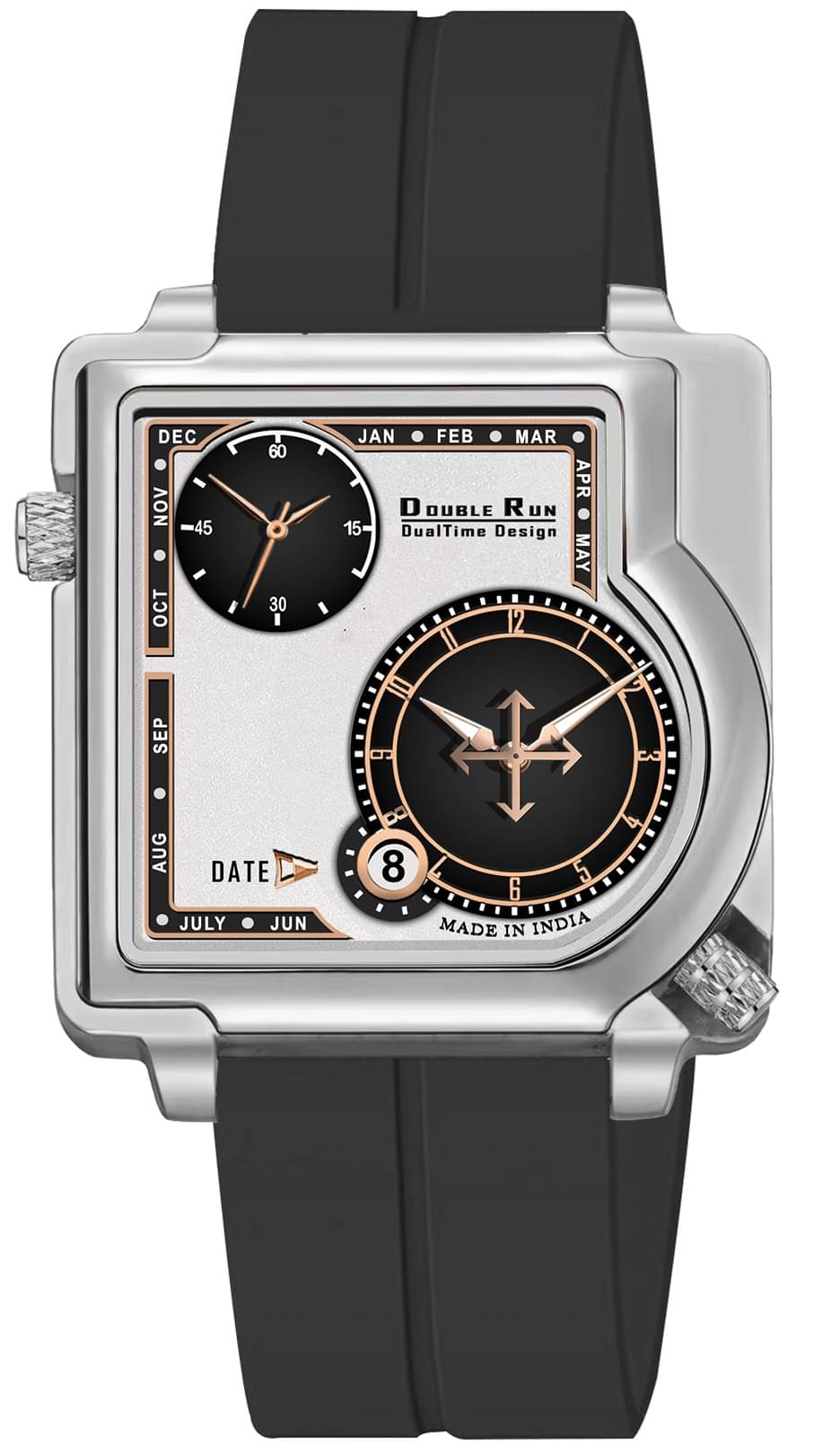     			DoubleRun Black Silicon Chronograph Men's Watch