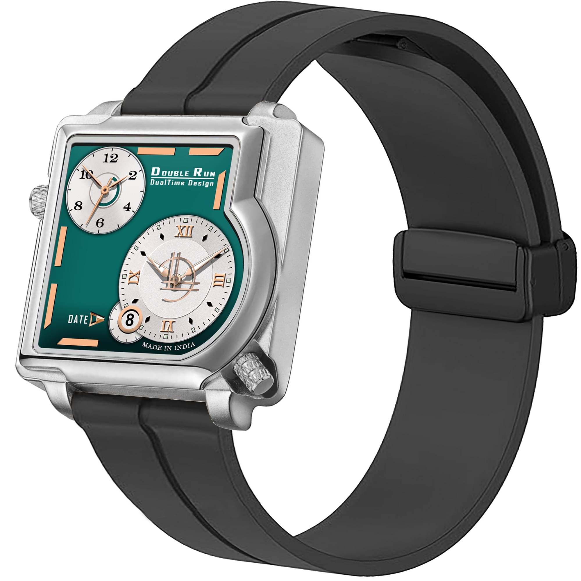     			DoubleRun Black Silicon Chronograph Men's Watch