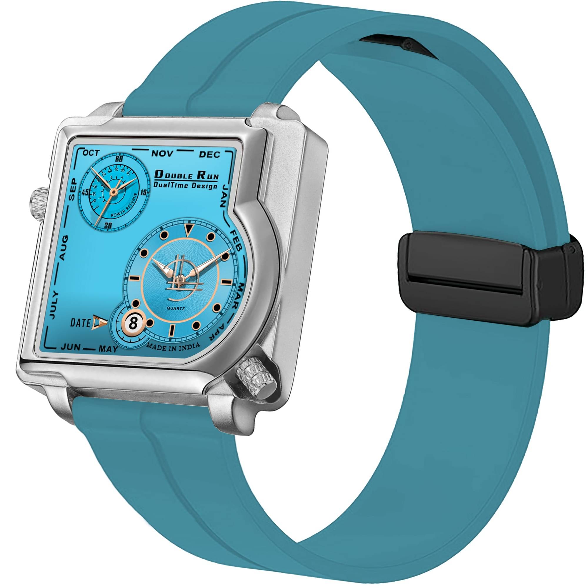     			DoubleRun Blue Silicon Chronograph Men's Watch