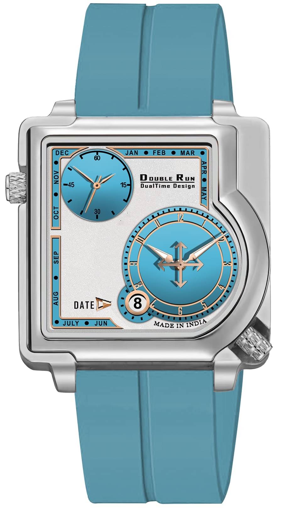     			DoubleRun Blue Silicon Chronograph Men's Watch