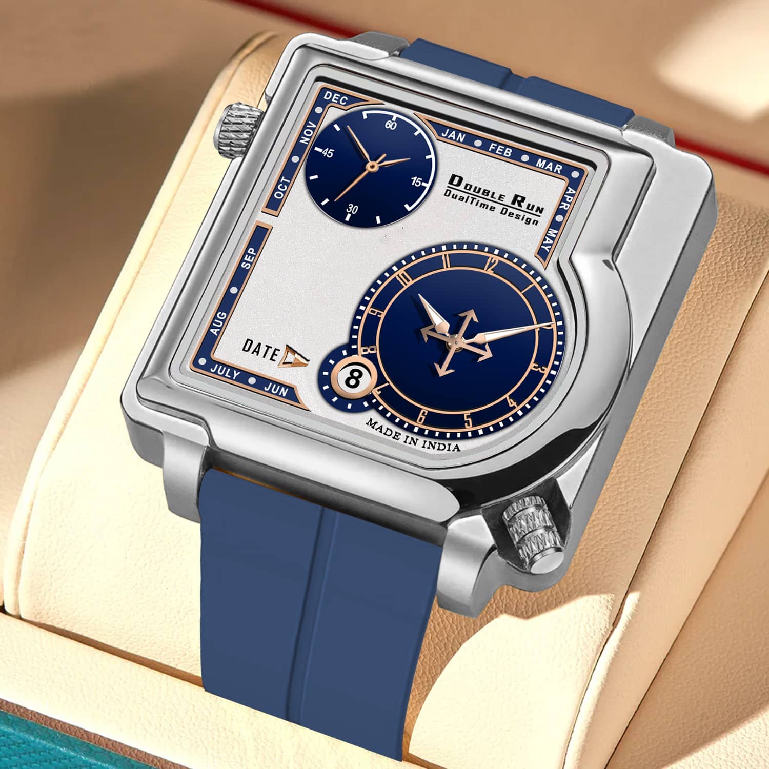 DoubleRun Blue Silicon Chronograph Men's Watch
