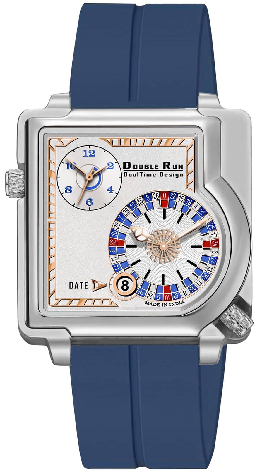     			DoubleRun Blue Silicon Chronograph Men's Watch