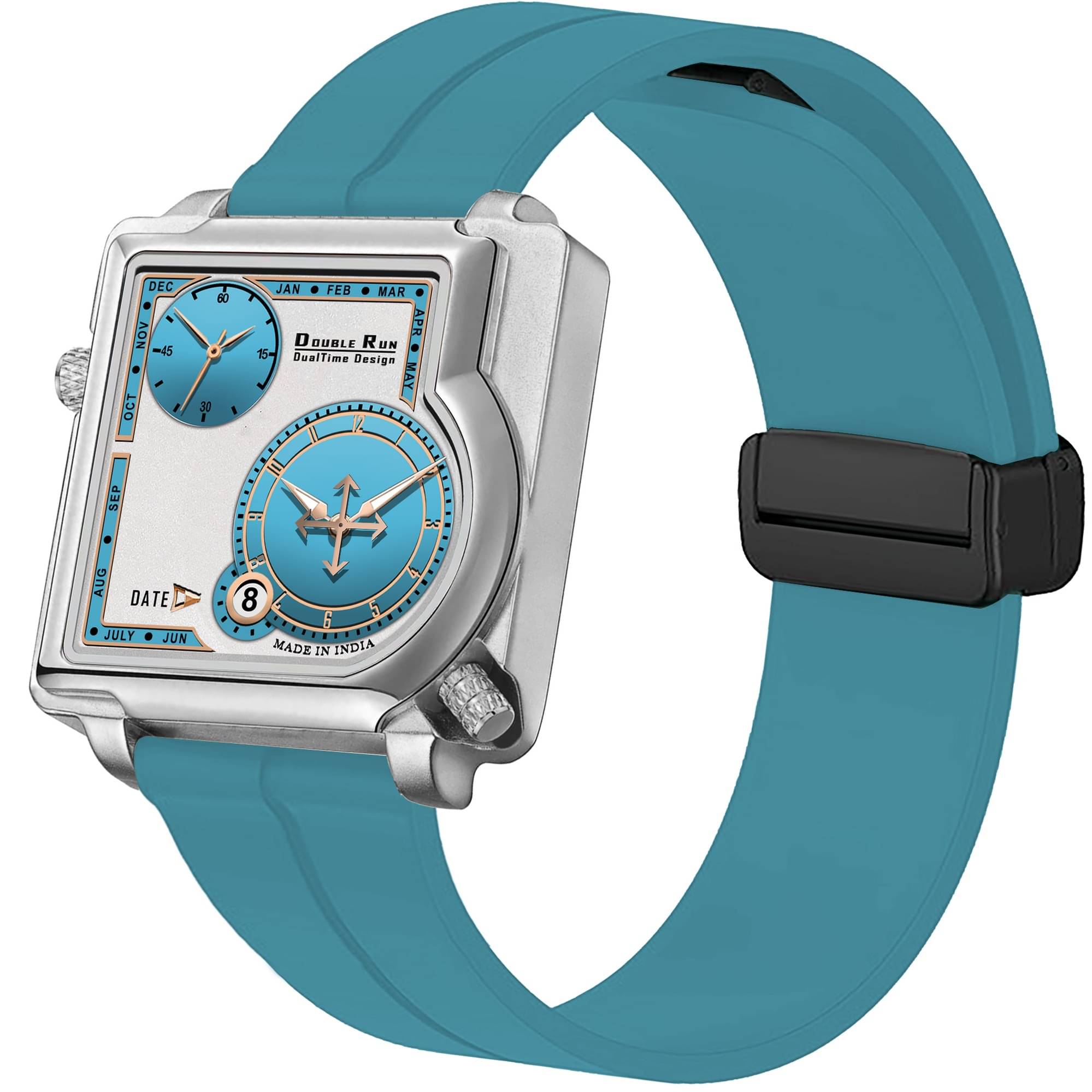     			DoubleRun Blue Silicon Chronograph Men's Watch