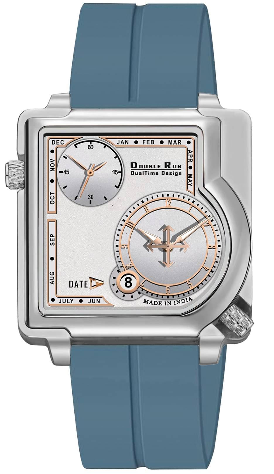     			DoubleRun Blue Silicon Chronograph Men's Watch