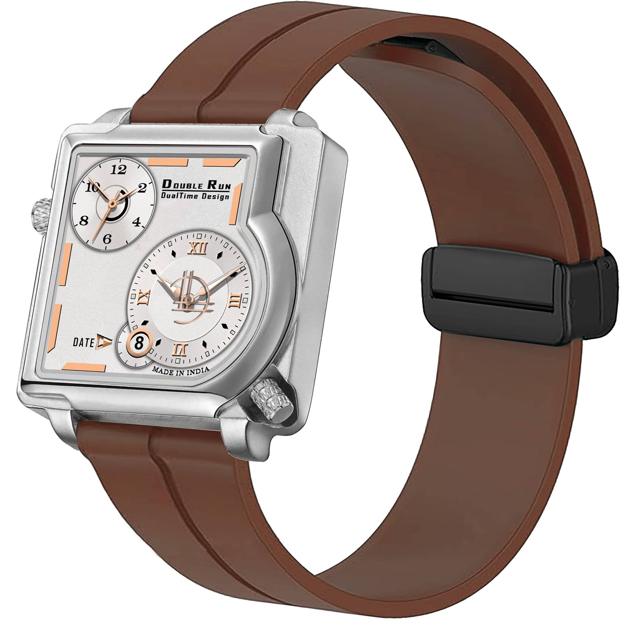     			DoubleRun Brown Silicon Chronograph Men's Watch