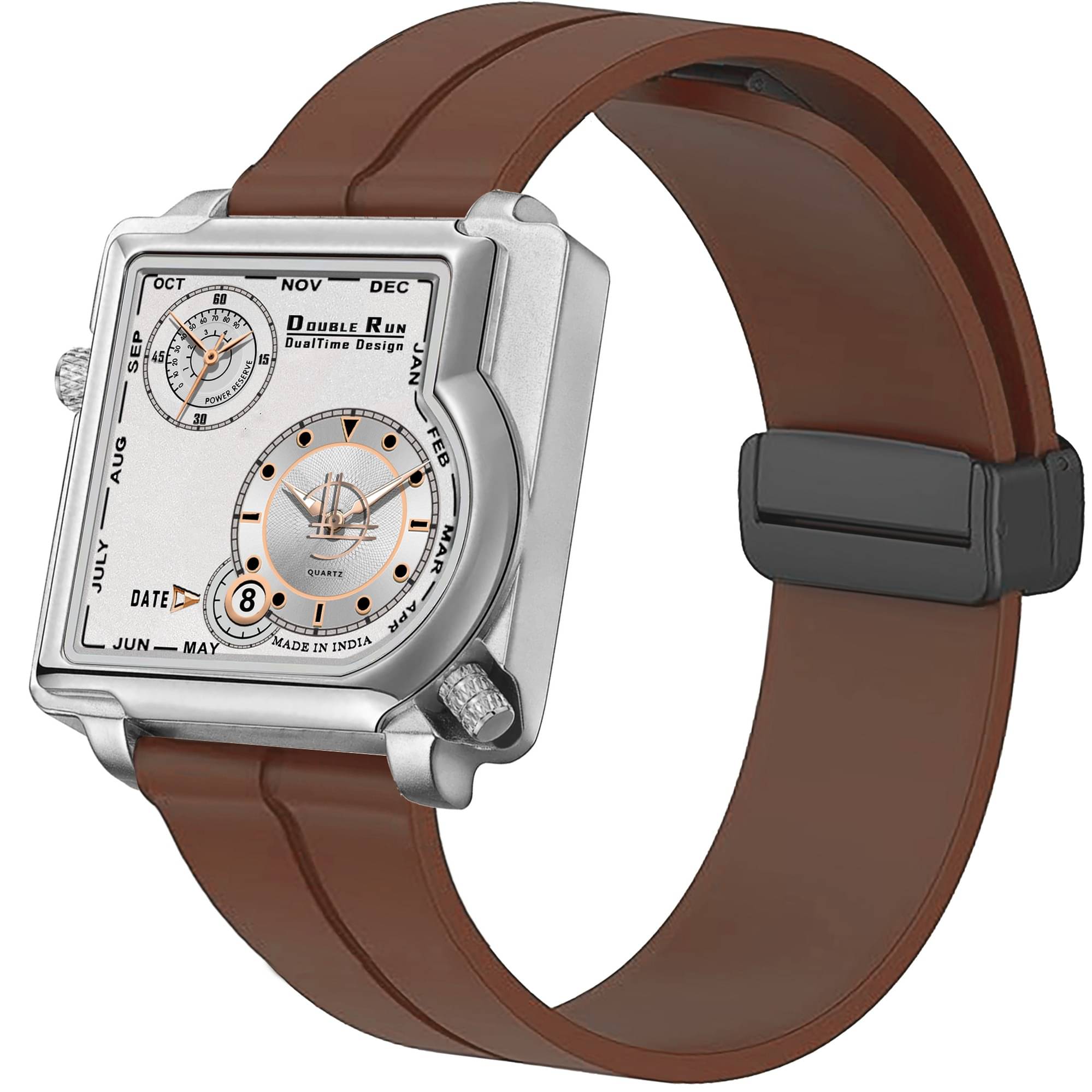     			DoubleRun Brown Silicon Chronograph Men's Watch