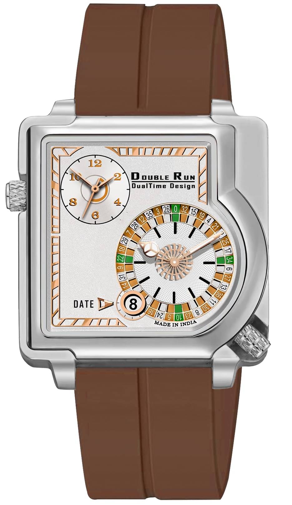     			DoubleRun Brown Silicon Chronograph Men's Watch