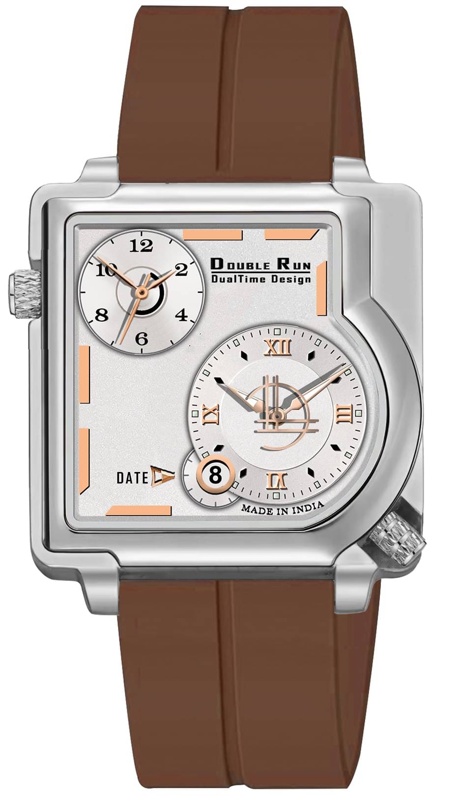     			DoubleRun Brown Silicon Chronograph Men's Watch