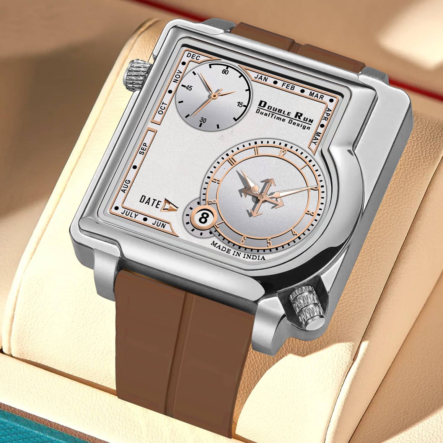     			DoubleRun Brown Silicon Chronograph Men's Watch