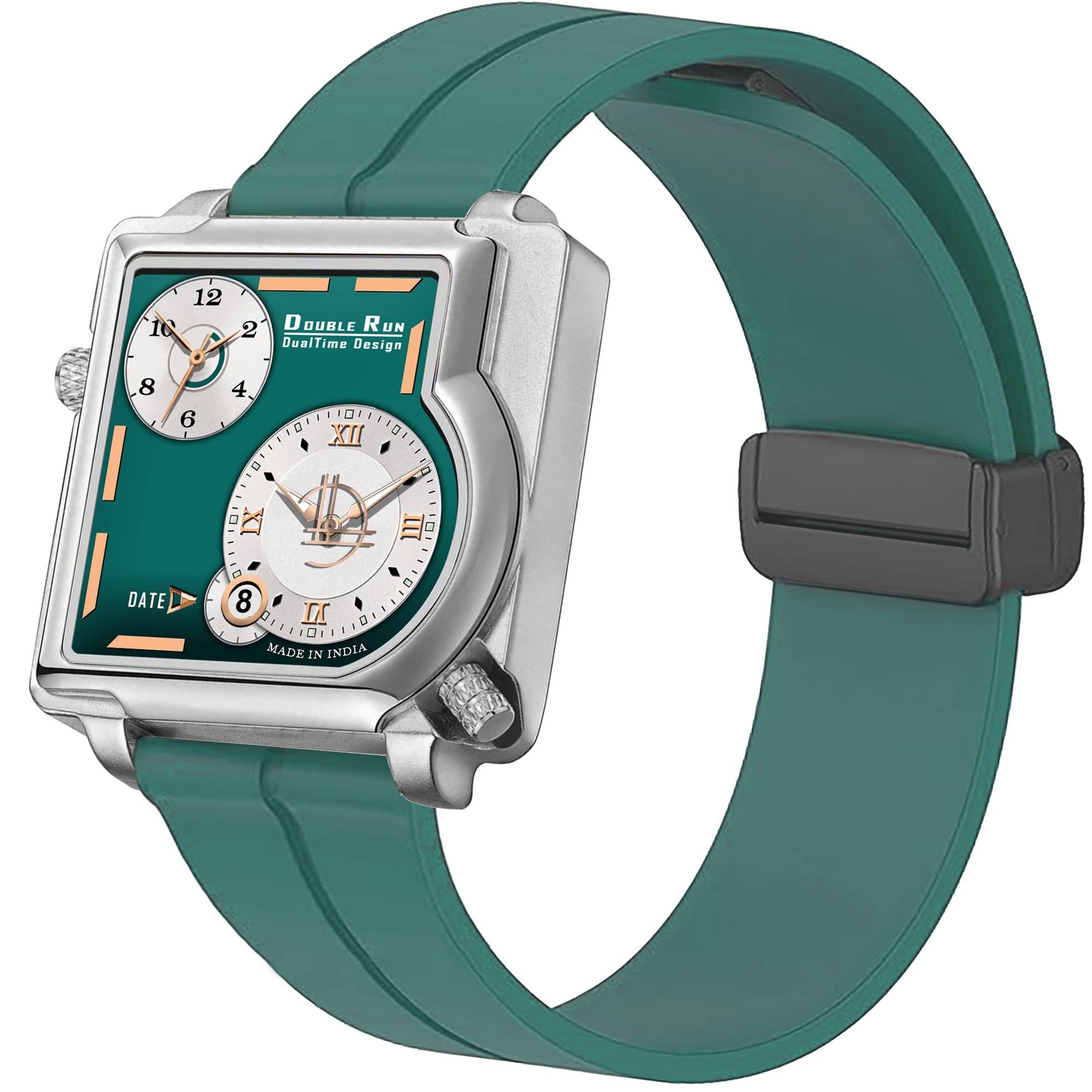     			DoubleRun Green Silicon Chronograph Men's Watch