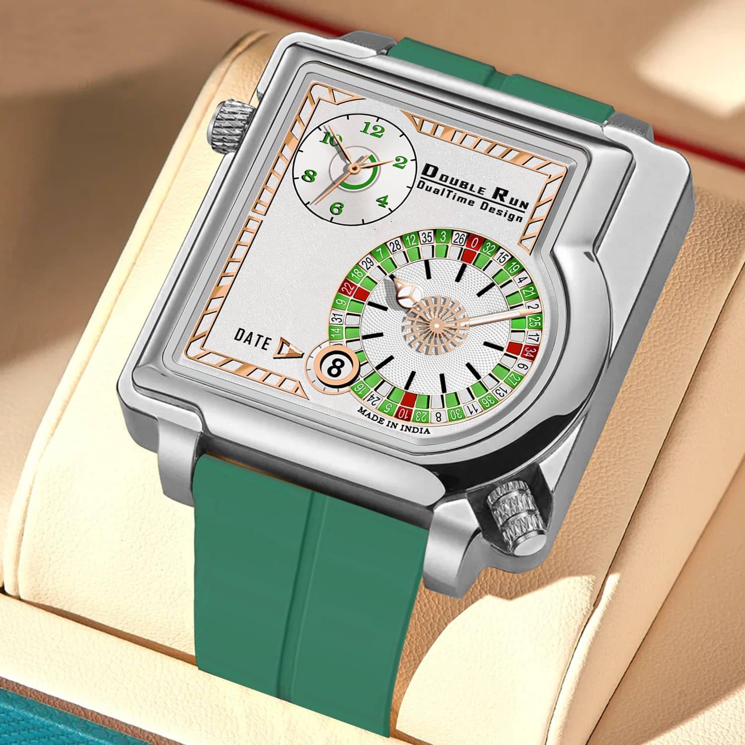     			DoubleRun Green Silicon Chronograph Men's Watch