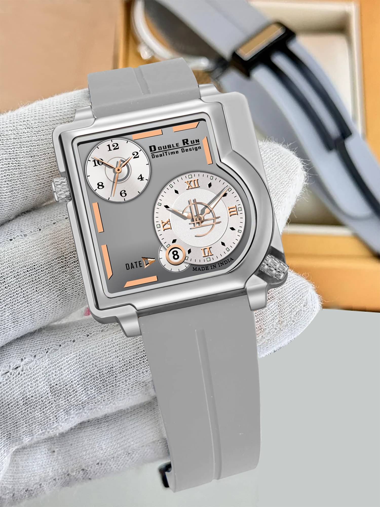     			DoubleRun Light Grey Silicon Chronograph Men's Watch