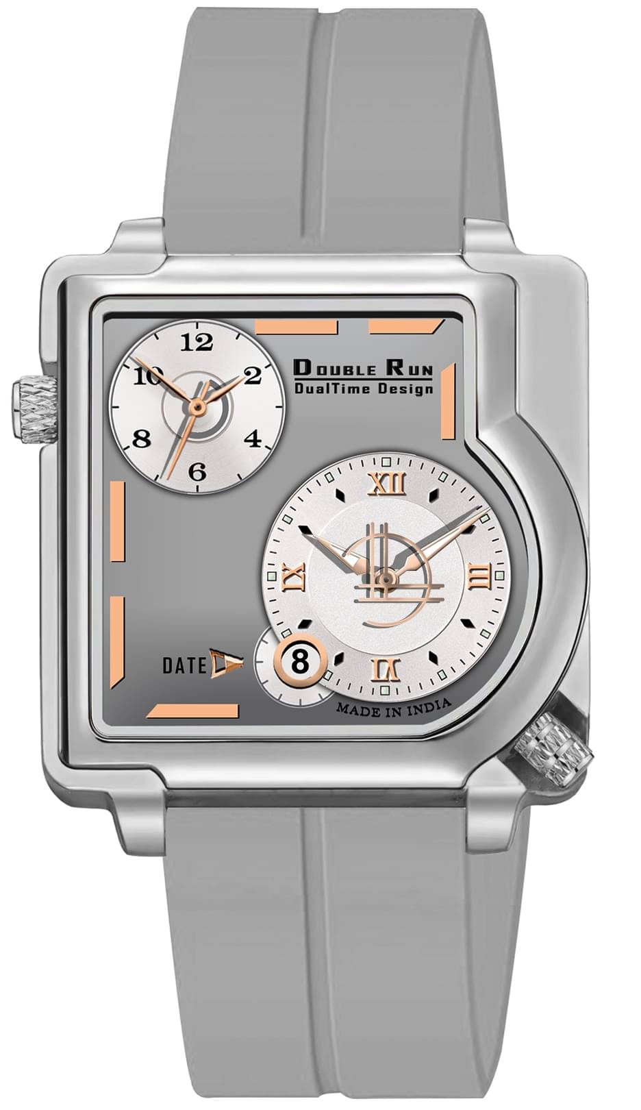     			DoubleRun Light Grey Silicon Chronograph Men's Watch