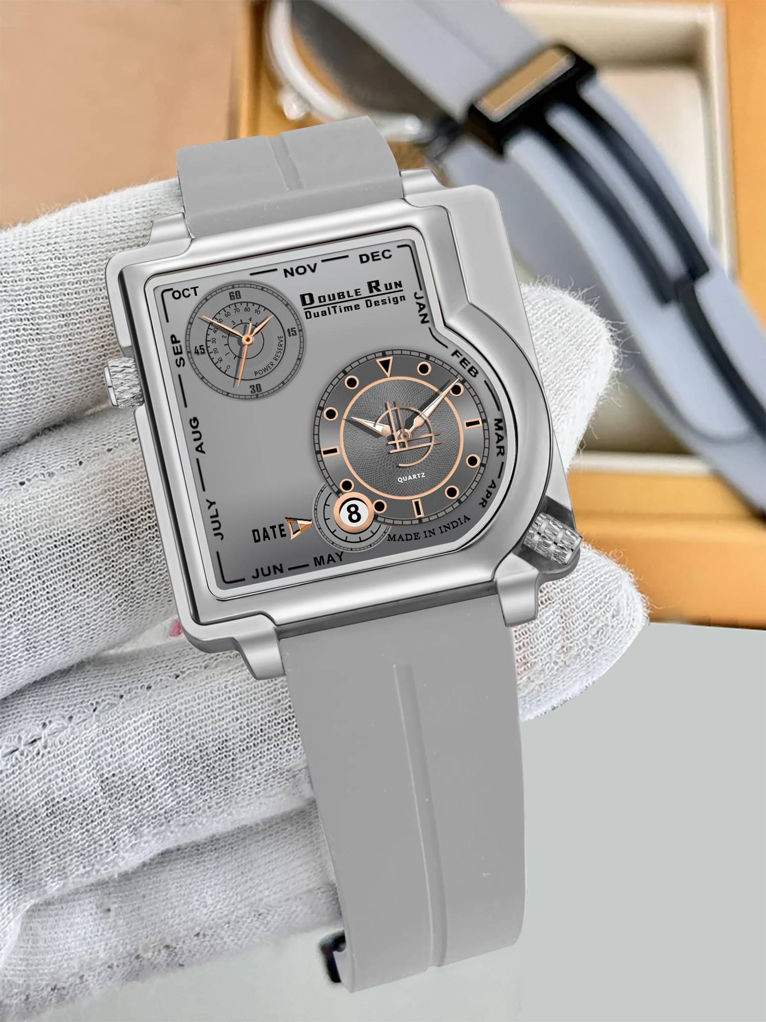     			DoubleRun Light Grey Silicon Chronograph Men's Watch