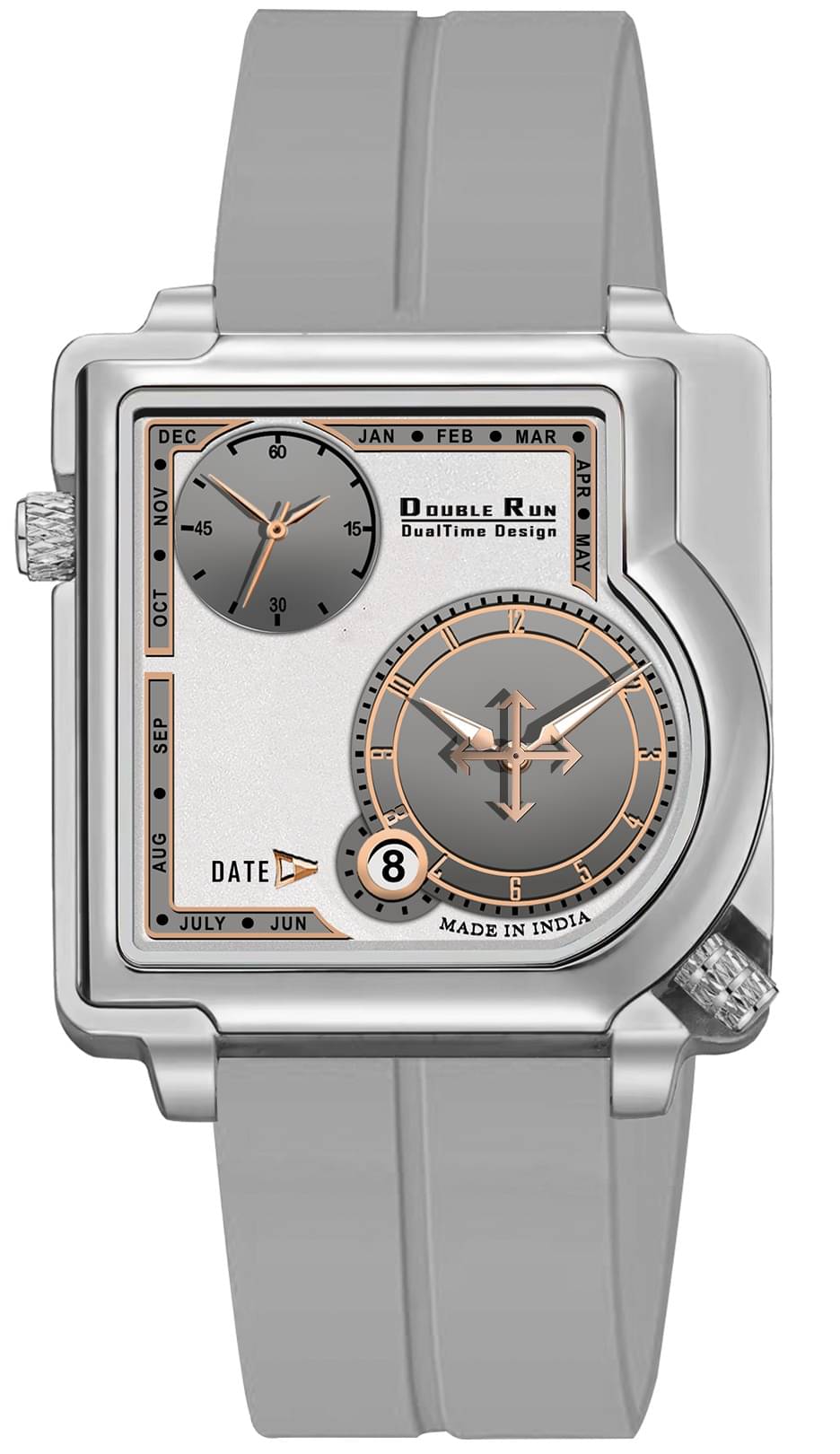     			DoubleRun Light Grey Silicon Chronograph Men's Watch